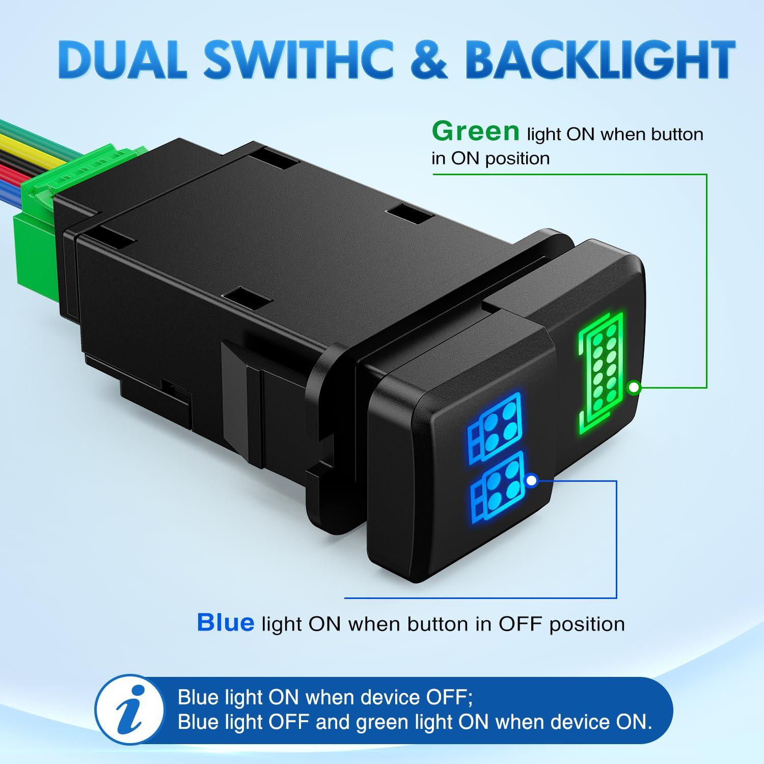 imageNilight Camping Lights Push Button Switch 12V ON Off Switches with Connector Wire Kit 154quot x 083quot Replacement for Toyota FJ Cruiser Fortuner Ta coma Highlander Tundra 4Runner Prado Land CruiserLED Light BAR  LED Work Lights