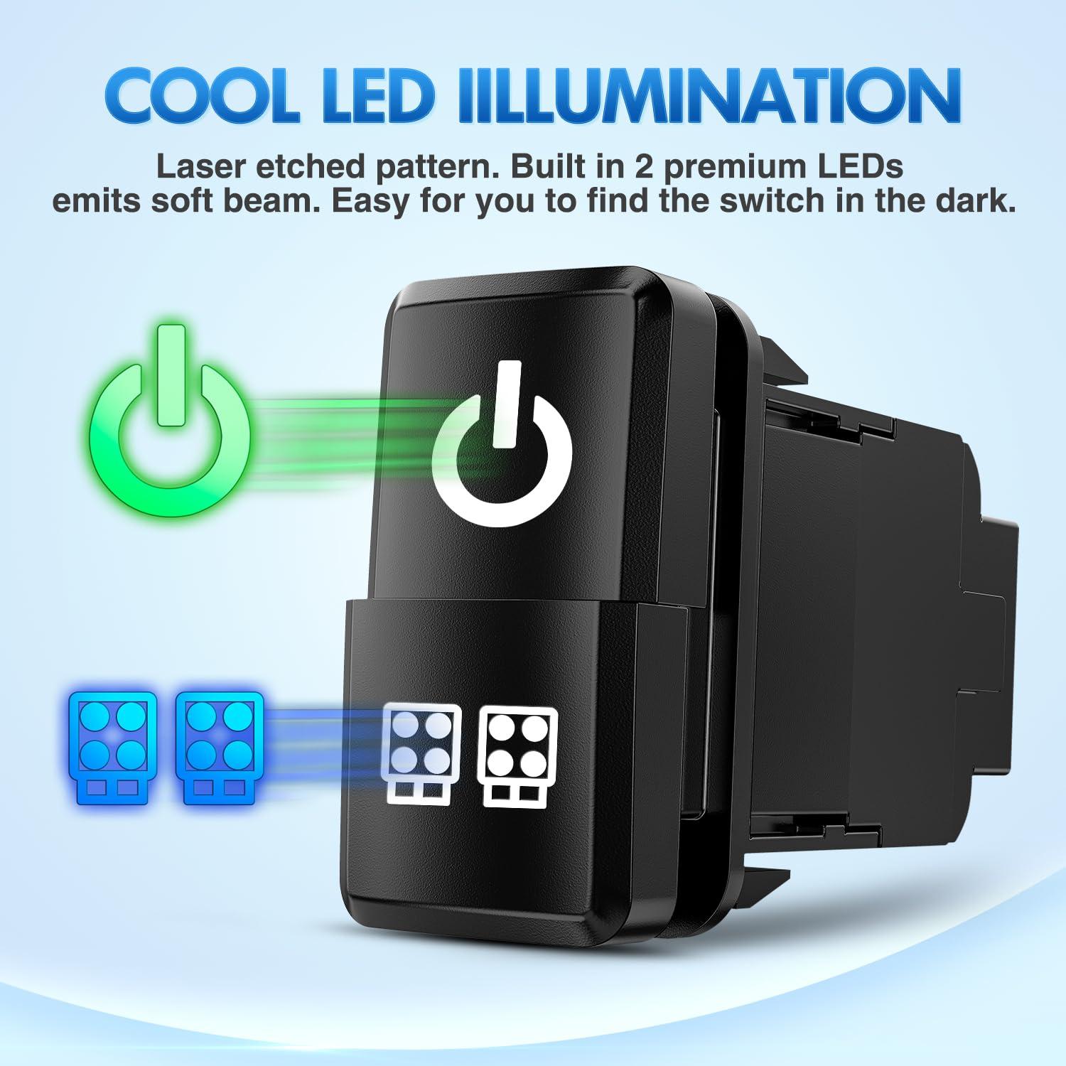 imageNilight Camping Lights Push Button Switch 12V ON Off Switches with Connector Wire Kit 154quot x 083quot Replacement for Toyota FJ Cruiser Fortuner Ta coma Highlander Tundra 4Runner Prado Land CruiserPower  LED Work Lights