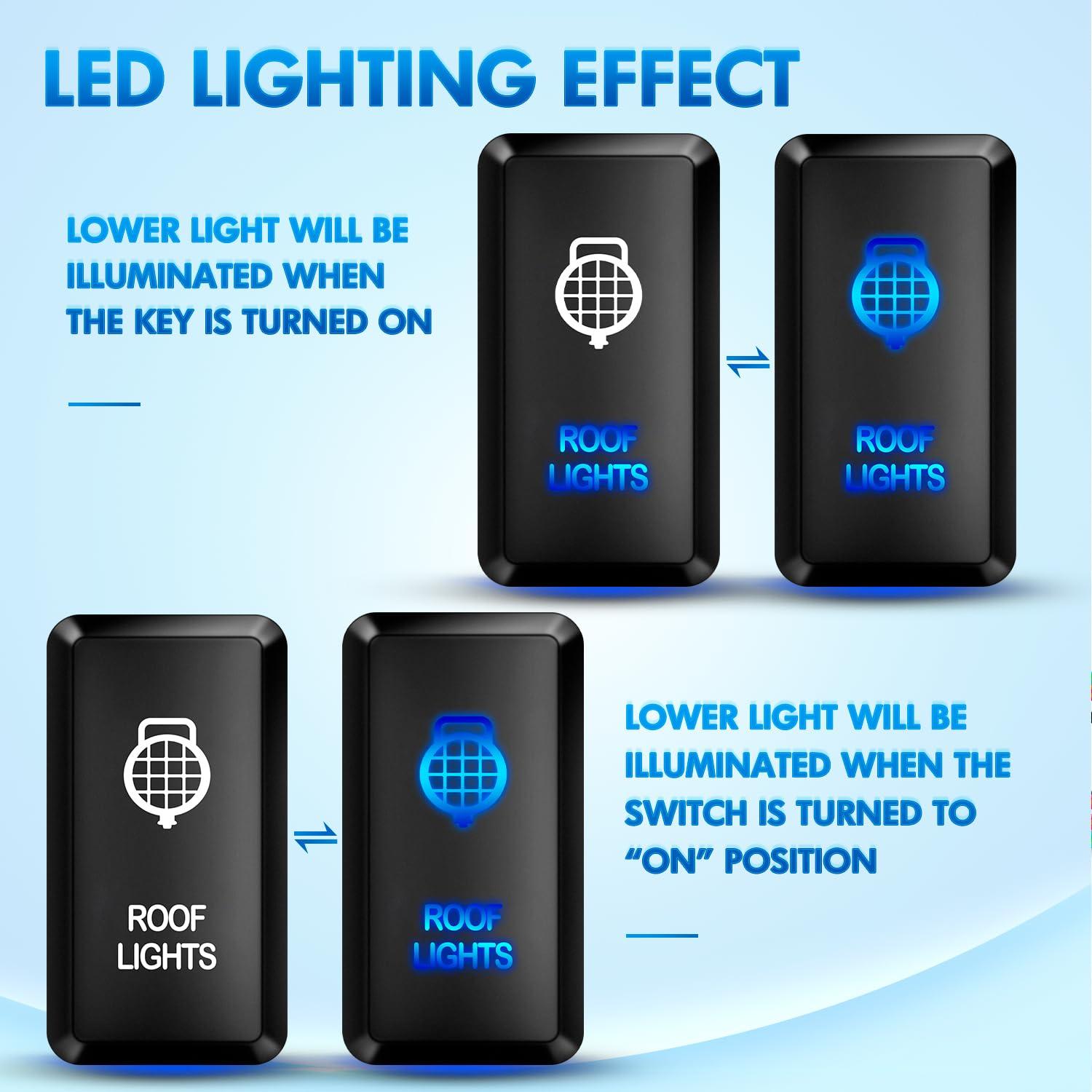 imageNilight Camping Lights Push Button Switch 12V ON Off Switches with Connector Wire Kit 154quot x 083quot Replacement for Toyota FJ Cruiser Fortuner Ta coma Highlander Tundra 4Runner Prado Land CruiserROOF LIGHTS