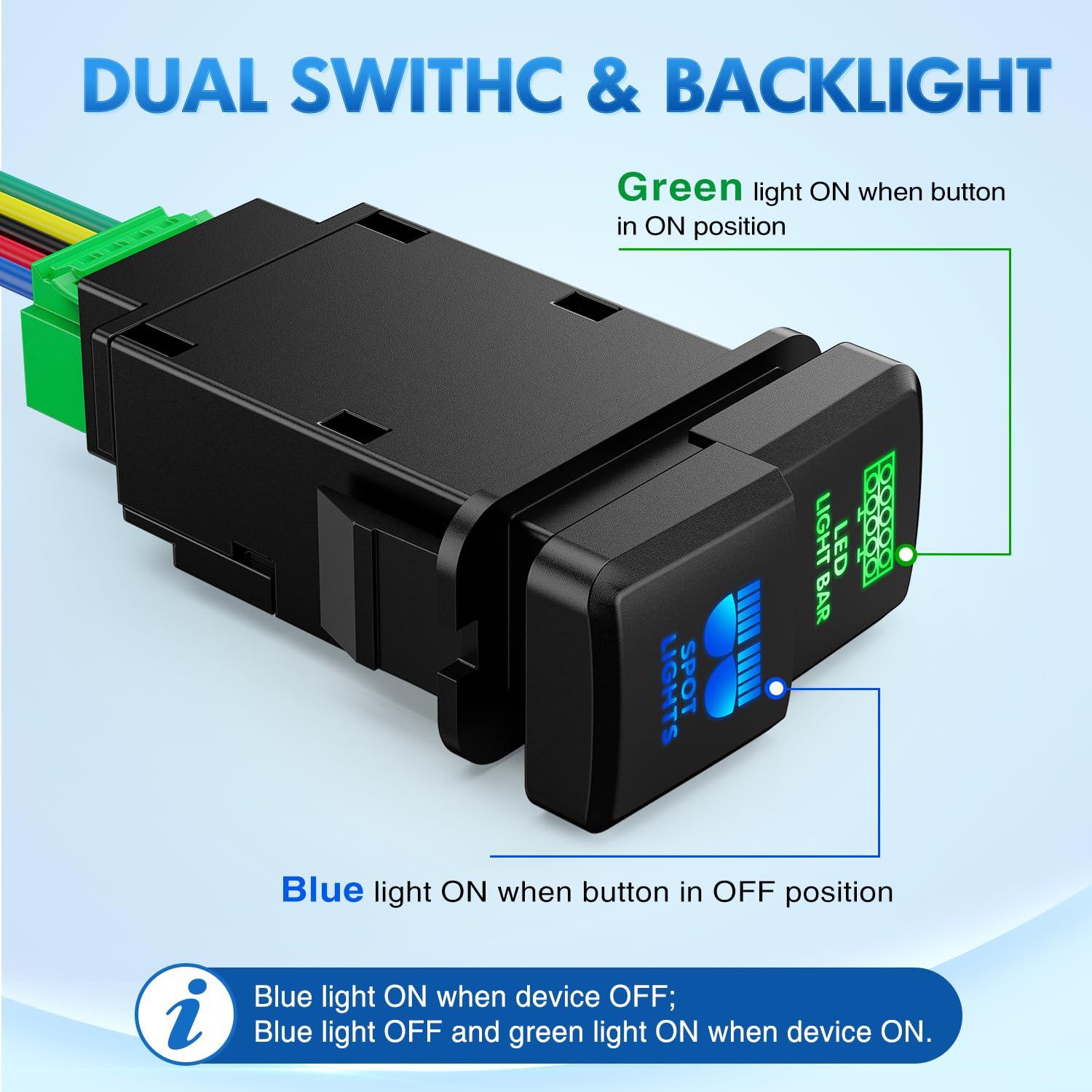 imageNilight Camping Lights Push Button Switch 12V ON Off Switches with Connector Wire Kit 154quot x 083quot Replacement for Toyota FJ Cruiser Fortuner Ta coma Highlander Tundra 4Runner Prado Land CruiserLED Light Bar  Spot Lights