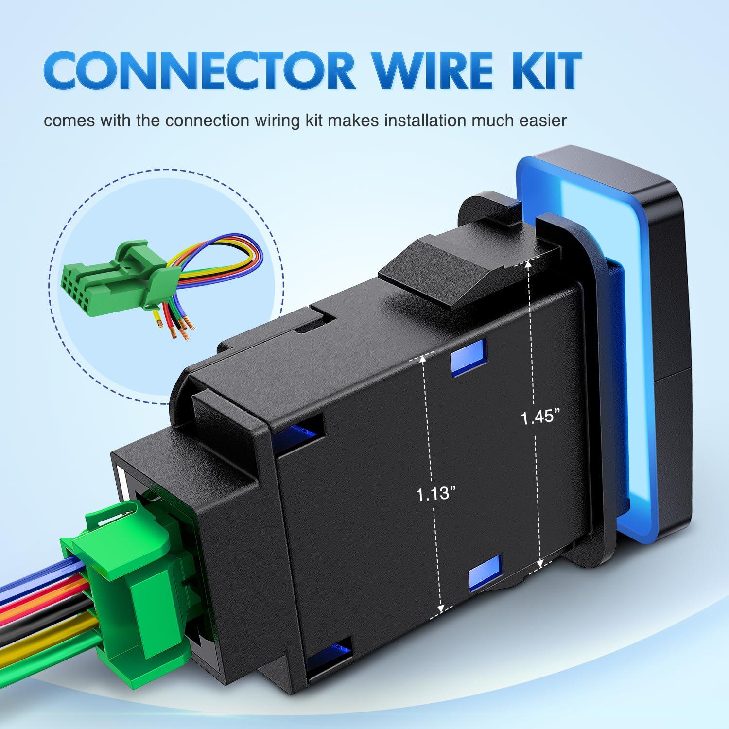 imageNilight Camping Lights Push Button Switch 12V ON Off Switches with Connector Wire Kit 154quot x 083quot Replacement for Toyota FJ Cruiser Fortuner Ta coma Highlander Tundra 4Runner Prado Land CruiserHigh Beam  Low Beam