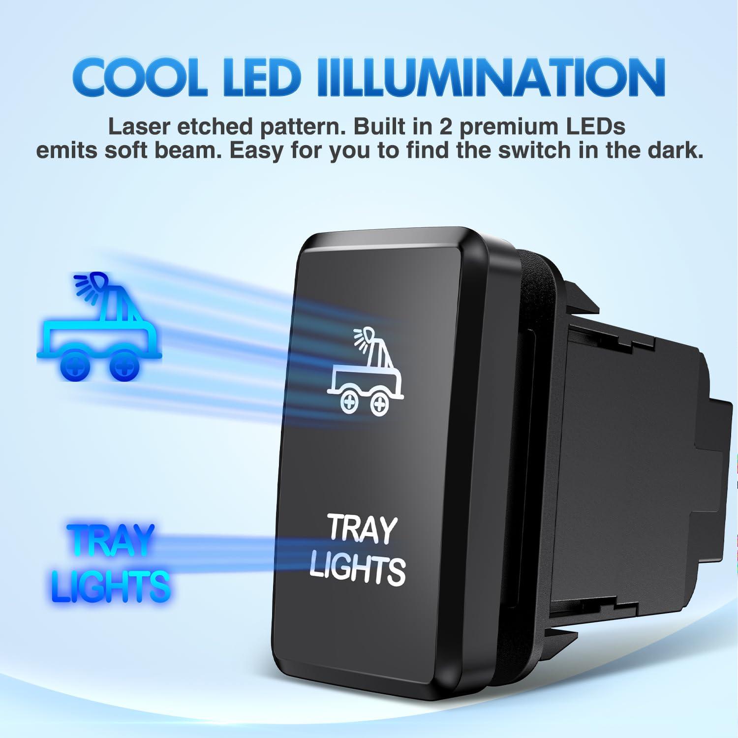 imageNilight Camping Lights Push Button Switch 12V ON Off Switches with Connector Wire Kit 154quot x 083quot Replacement for Toyota FJ Cruiser Fortuner Ta coma Highlander Tundra 4Runner Prado Land CruiserTRAY LIGHTS