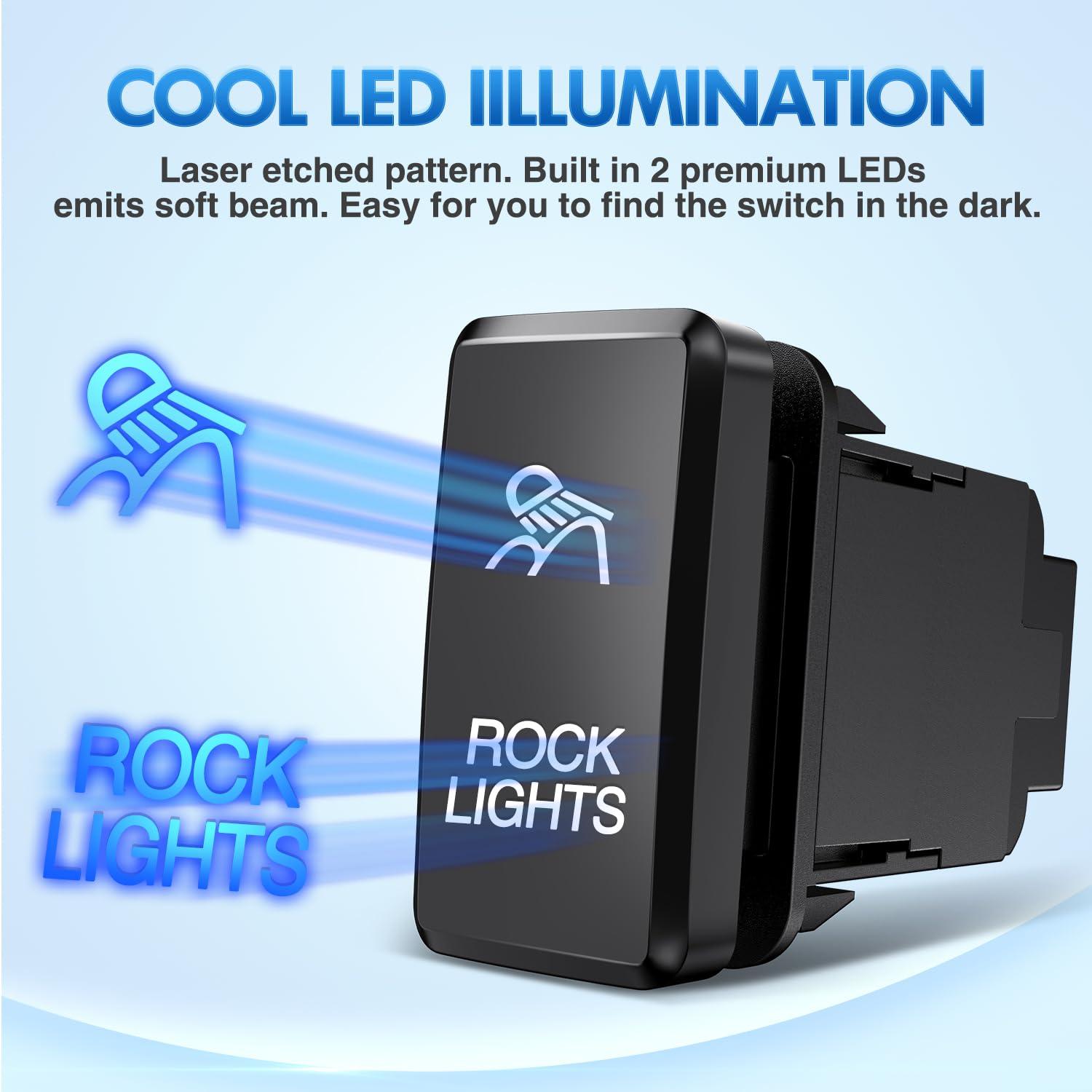 imageNilight Camping Lights Push Button Switch 12V ON Off Switches with Connector Wire Kit 154quot x 083quot Replacement for Toyota FJ Cruiser Fortuner Ta coma Highlander Tundra 4Runner Prado Land CruiserROCK LIGHTS