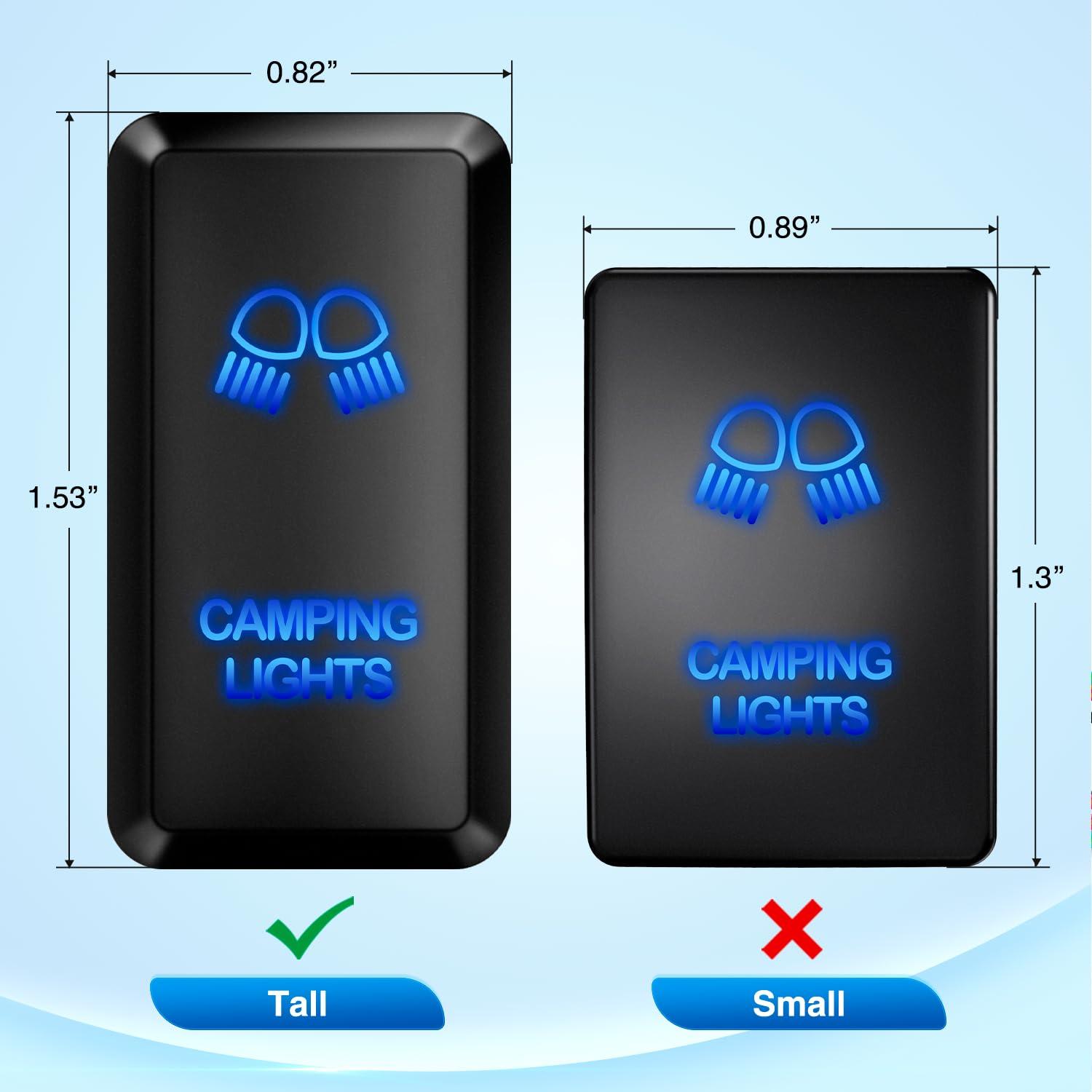 imageNilight Camping Lights Push Button Switch 12V ON Off Switches with Connector Wire Kit 154quot x 083quot Replacement for Toyota FJ Cruiser Fortuner Ta coma Highlander Tundra 4Runner Prado Land CruiserCAMPING LIGHTS