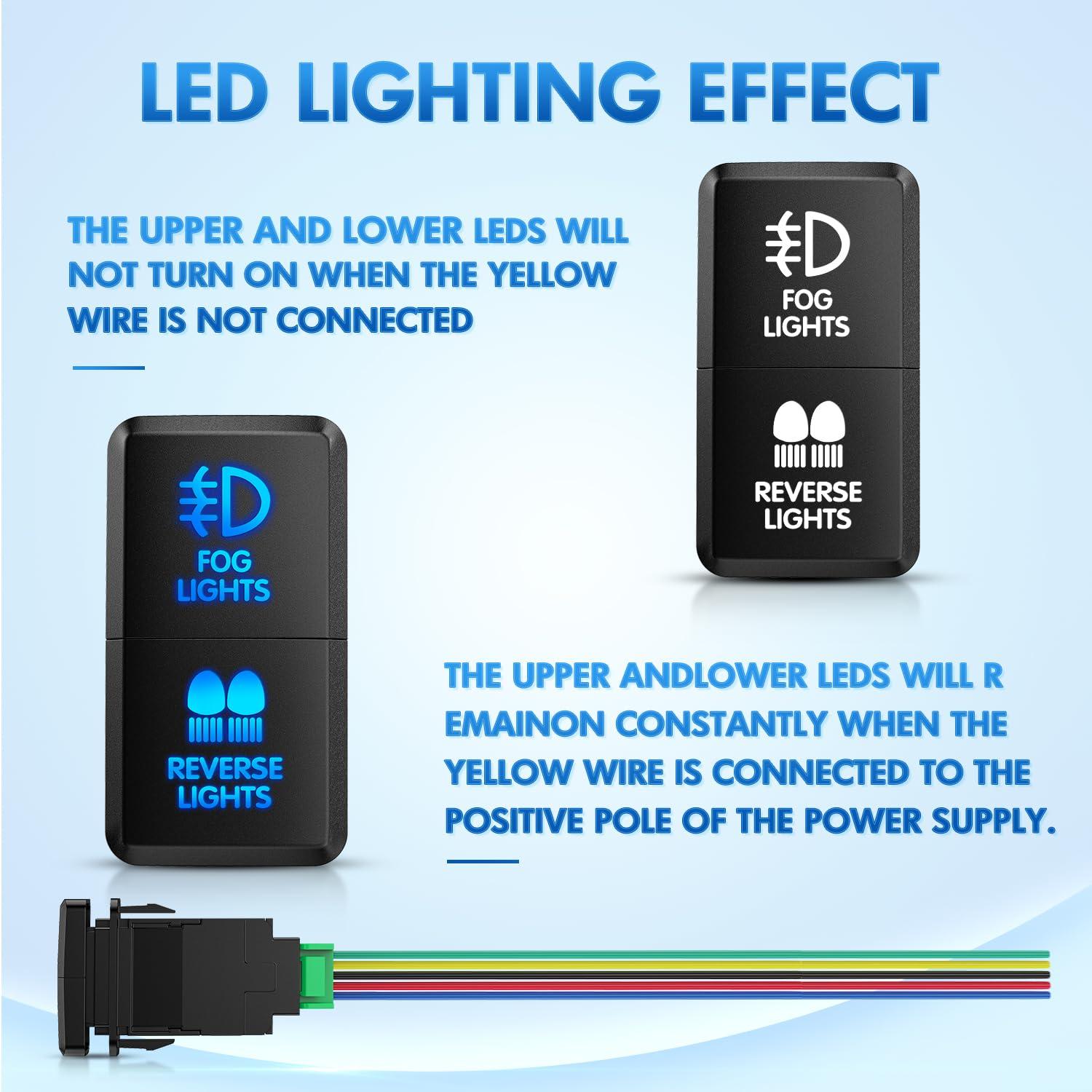 imageNilight Camping Lights Push Button Switch 12V ON Off Switches with Connector Wire Kit 154quot x 083quot Replacement for Toyota FJ Cruiser Fortuner Ta coma Highlander Tundra 4Runner Prado Land CruiserFog Lights  Reverse Lights