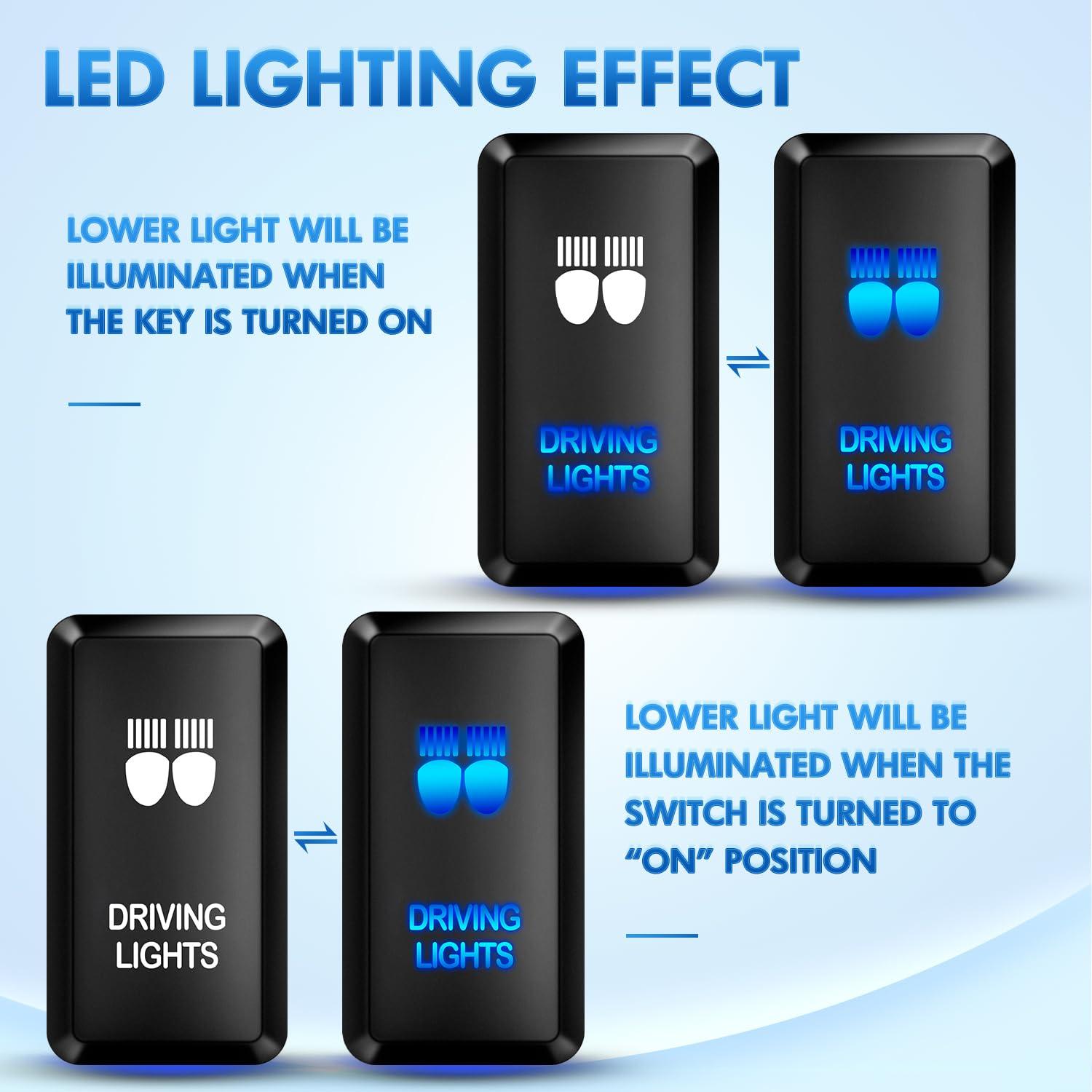 imageNilight Camping Lights Push Button Switch 12V ON Off Switches with Connector Wire Kit 154quot x 083quot Replacement for Toyota FJ Cruiser Fortuner Ta coma Highlander Tundra 4Runner Prado Land CruiserDRIVING LIGHTS