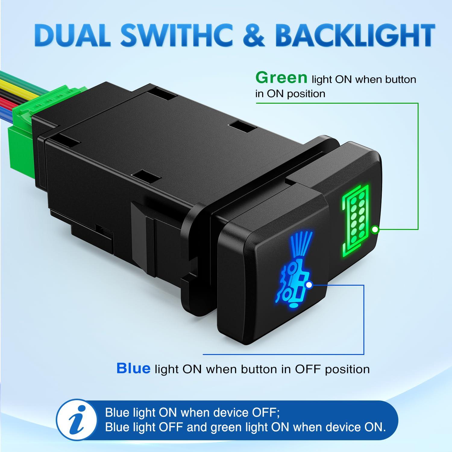 imageNilight Camping Lights Push Button Switch 12V ON Off Switches with Connector Wire Kit 154quot x 083quot Replacement for Toyota FJ Cruiser Fortuner Ta coma Highlander Tundra 4Runner Prado Land CruiserLED Light Bar  OffRoad Lights