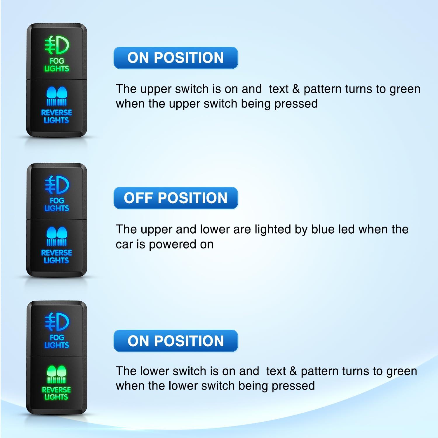 imageNilight Camping Lights Push Button Switch 12V ON Off Switches with Connector Wire Kit 154quot x 083quot Replacement for Toyota FJ Cruiser Fortuner Ta coma Highlander Tundra 4Runner Prado Land CruiserFog Lights  Reverse Lights