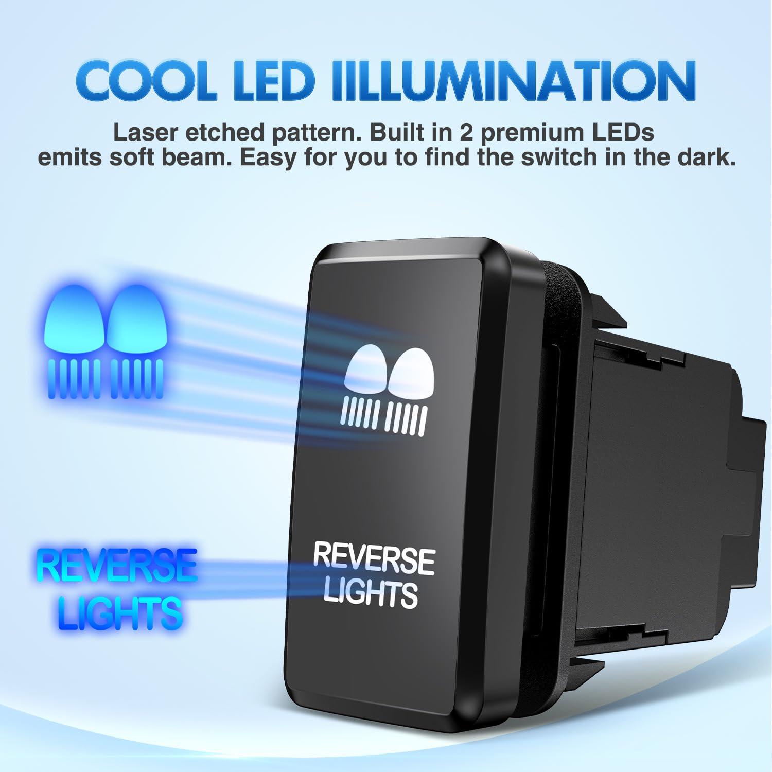 imageNilight Camping Lights Push Button Switch 12V ON Off Switches with Connector Wire Kit 154quot x 083quot Replacement for Toyota FJ Cruiser Fortuner Ta coma Highlander Tundra 4Runner Prado Land CruiserREVERSE LIGHTS