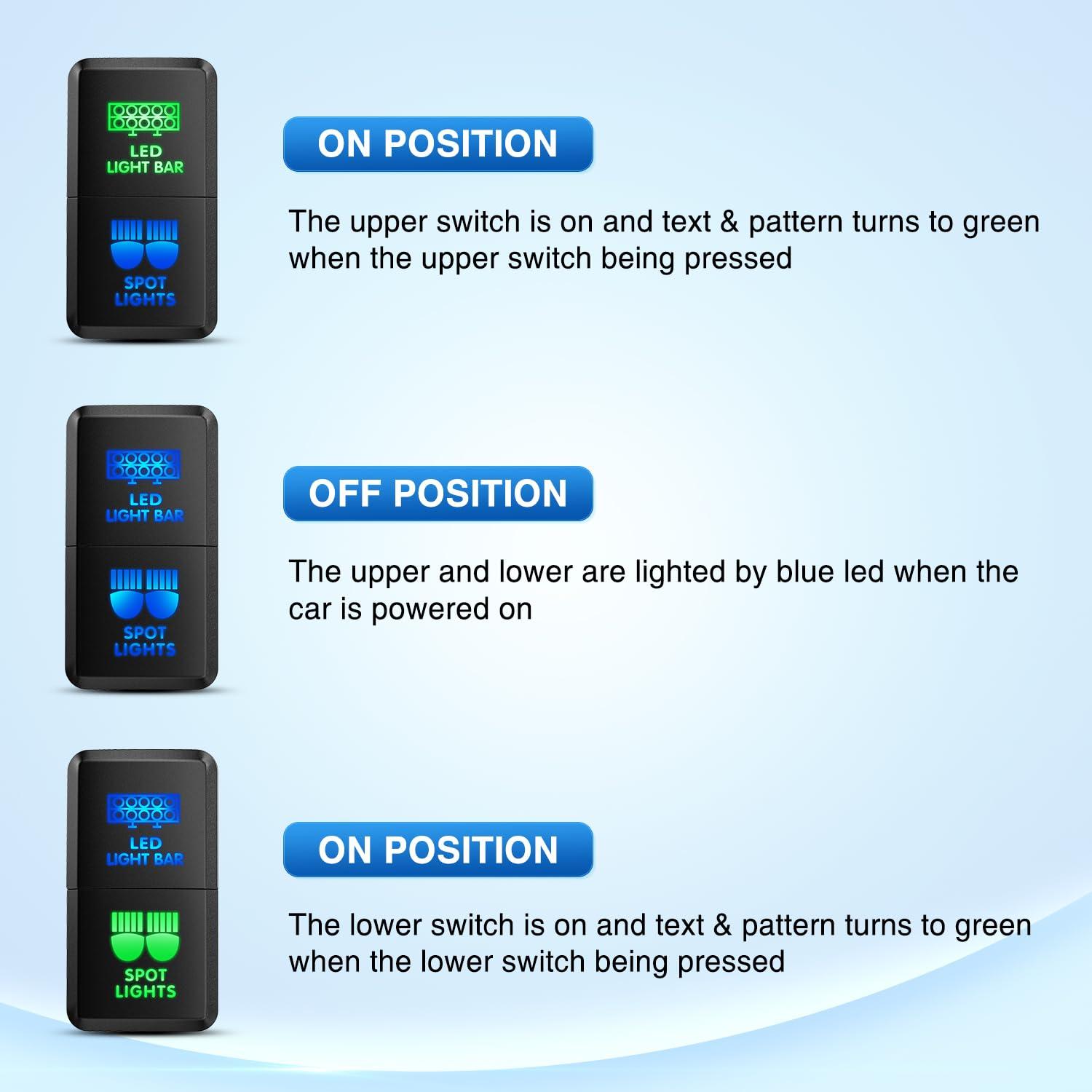 imageNilight Camping Lights Push Button Switch 12V ON Off Switches with Connector Wire Kit 154quot x 083quot Replacement for Toyota FJ Cruiser Fortuner Ta coma Highlander Tundra 4Runner Prado Land CruiserLED Light Bar  Spot Lights