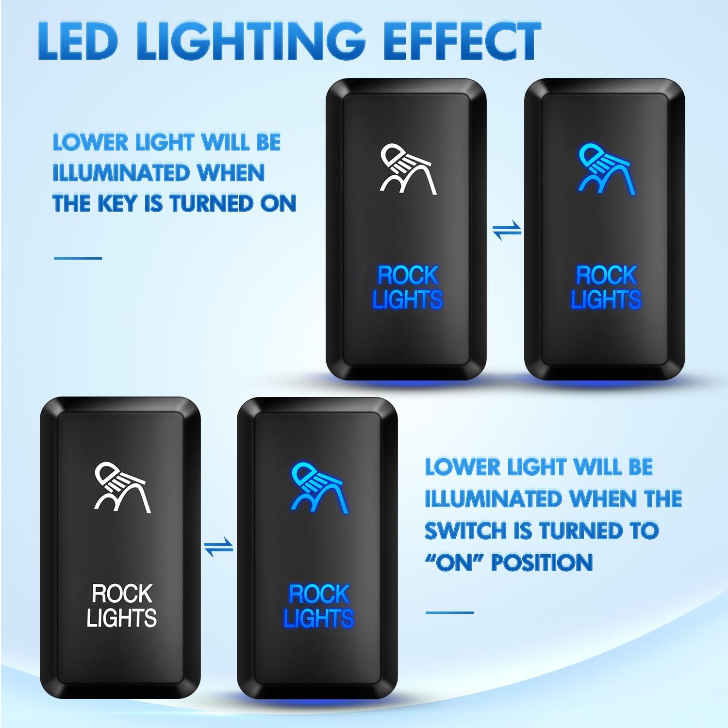 imageNilight Camping Lights Push Button Switch 12V ON Off Switches with Connector Wire Kit 154quot x 083quot Replacement for Toyota FJ Cruiser Fortuner Ta coma Highlander Tundra 4Runner Prado Land CruiserROCK LIGHTS