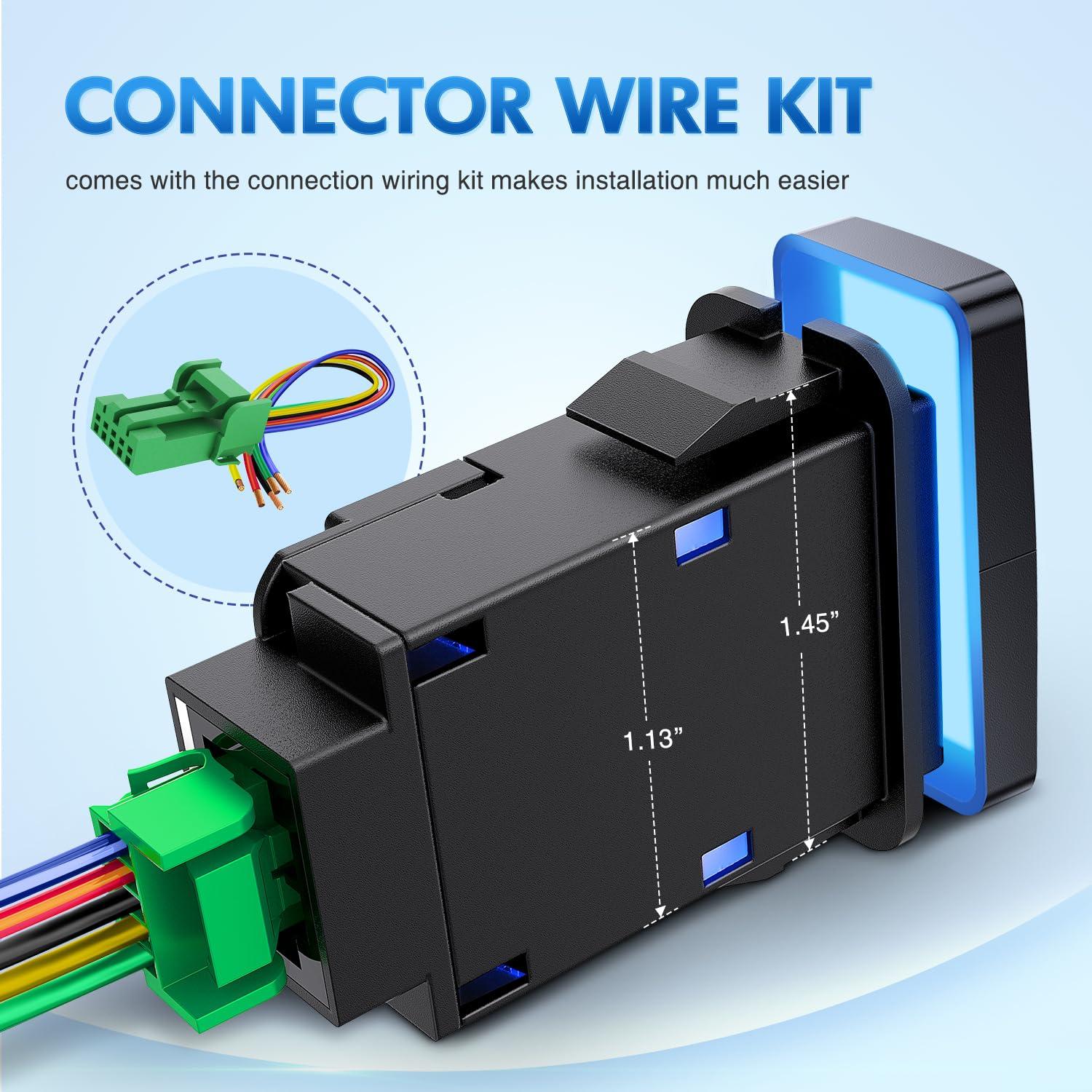 imageNilight Camping Lights Push Button Switch 12V ON Off Switches with Connector Wire Kit 154quot x 083quot Replacement for Toyota FJ Cruiser Fortuner Ta coma Highlander Tundra 4Runner Prado Land CruiserLED Light Bar  OffRoad Lights