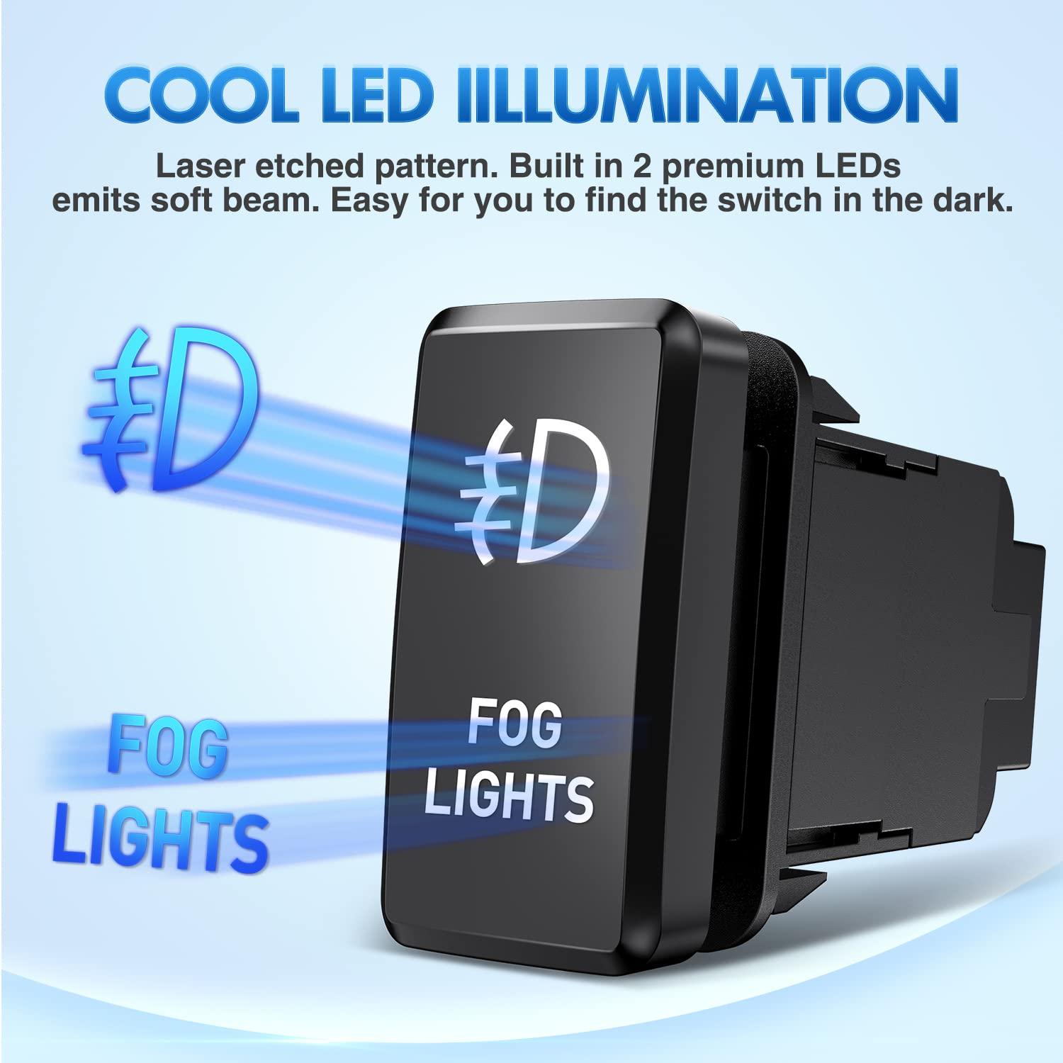 imageNilight Camping Lights Push Button Switch 12V ON Off Switches with Connector Wire Kit 154quot x 083quot Replacement for Toyota FJ Cruiser Fortuner Ta coma Highlander Tundra 4Runner Prado Land CruiserFOG LIGHTS