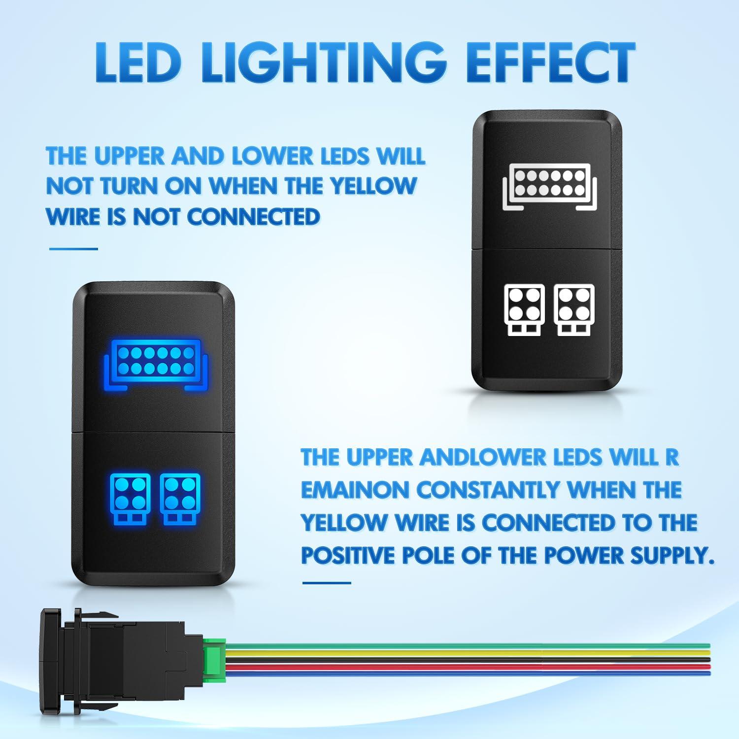 imageNilight Camping Lights Push Button Switch 12V ON Off Switches with Connector Wire Kit 154quot x 083quot Replacement for Toyota FJ Cruiser Fortuner Ta coma Highlander Tundra 4Runner Prado Land CruiserLED Light BAR  LED Work Lights