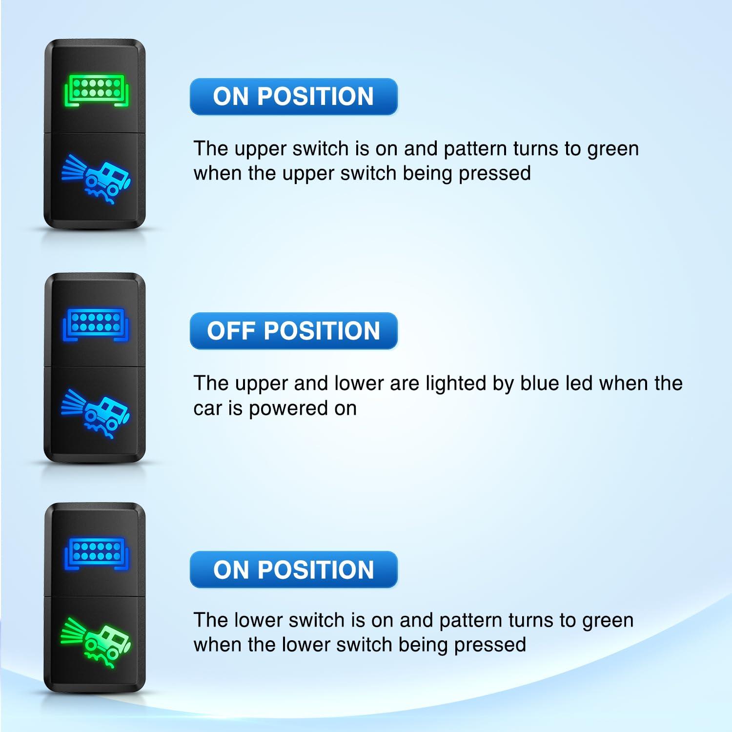 imageNilight Camping Lights Push Button Switch 12V ON Off Switches with Connector Wire Kit 154quot x 083quot Replacement for Toyota FJ Cruiser Fortuner Ta coma Highlander Tundra 4Runner Prado Land CruiserLED Light Bar  OffRoad Lights