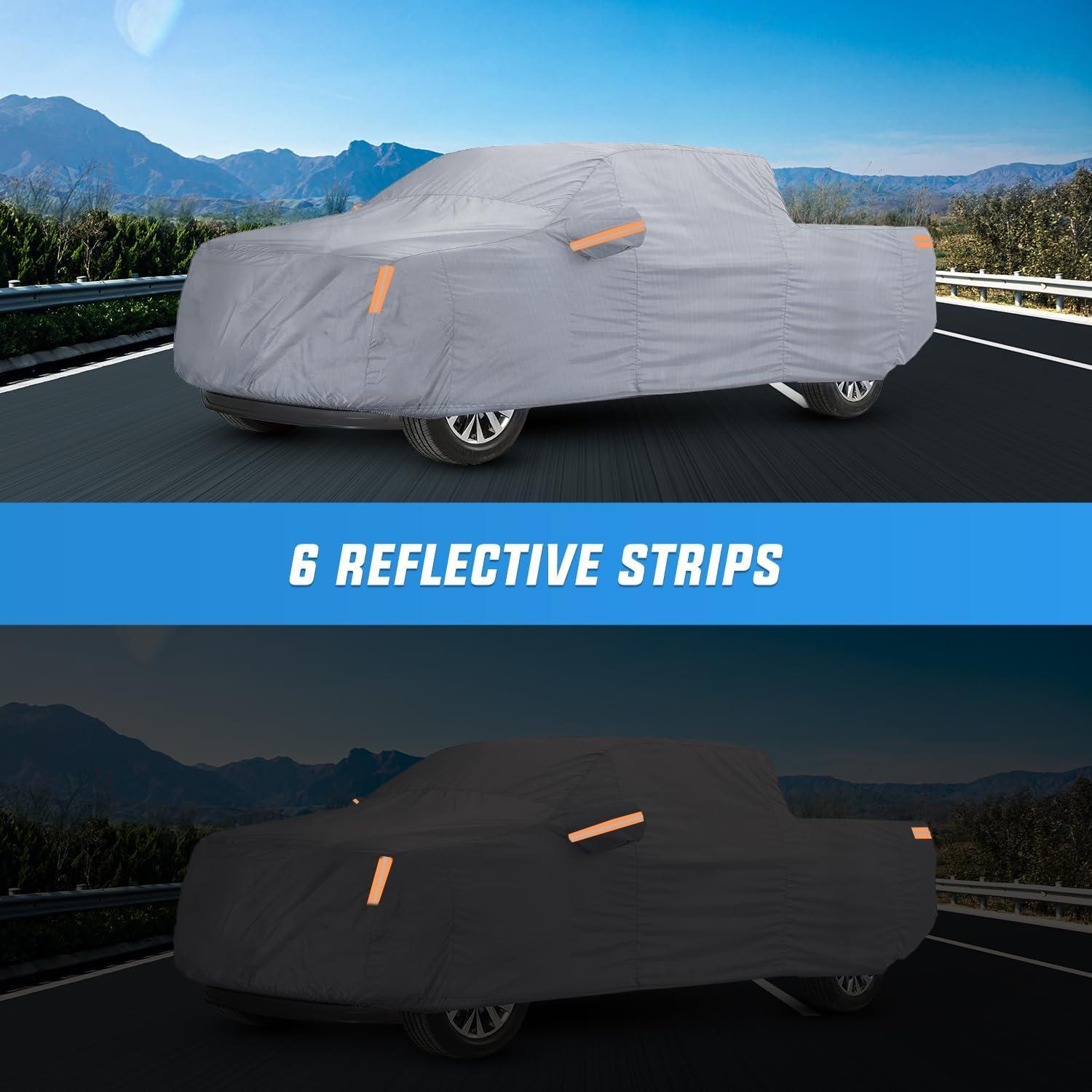 imageNilight Car Cover Waterproof All Weather for Automobiles Heavy Duty Outdoor Full Cover Rain Sun UV Protection with Zipper Cotton Extra Thick Car CoversUniversal Fit for SedanLength 178quot to 185quotM Fit Length Up To 210  Max Cab Length 126