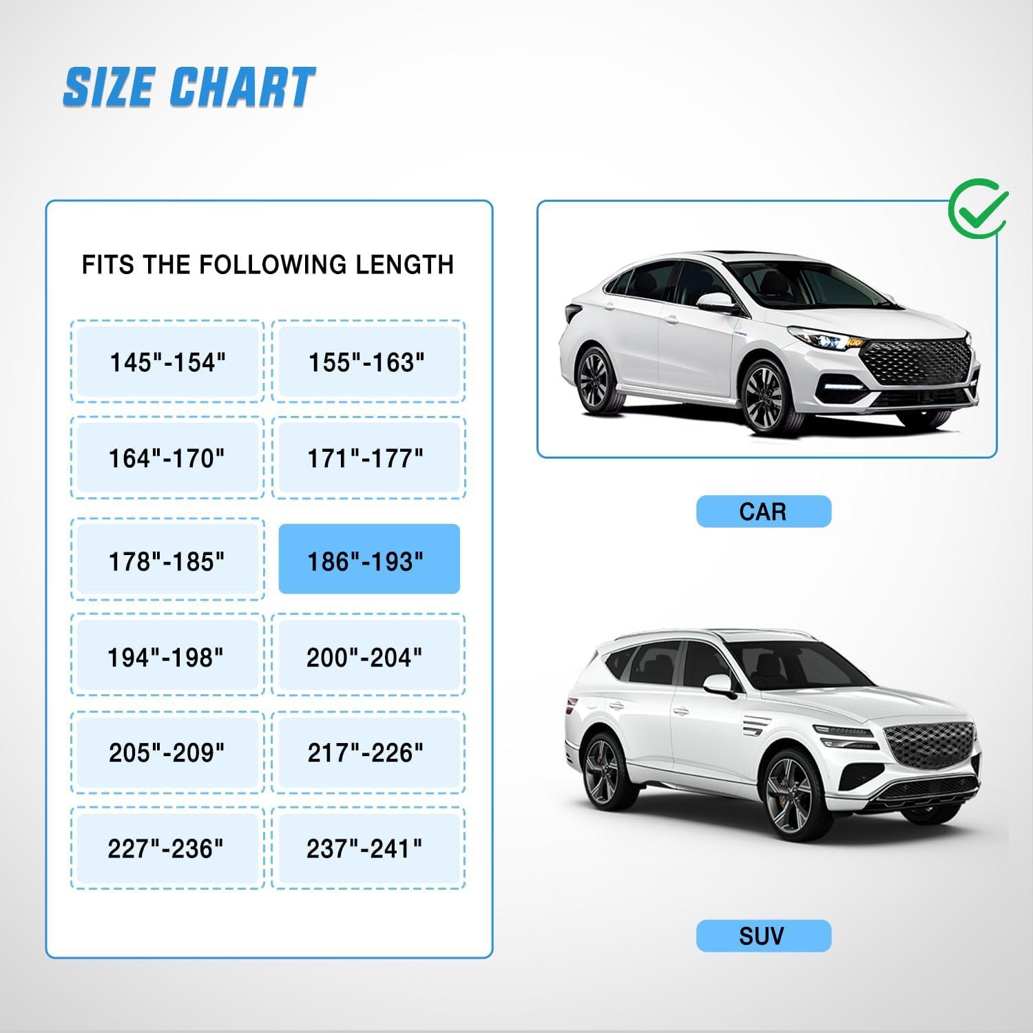 imageNilight Car Cover Waterproof All Weather for Automobiles Heavy Duty Outdoor Full Cover Rain Sun UV Protection with Zipper Cotton Extra Thick Car CoversUniversal Fit for SedanLength 178quot to 185quotA2 Fit SedanLength 186 To 193