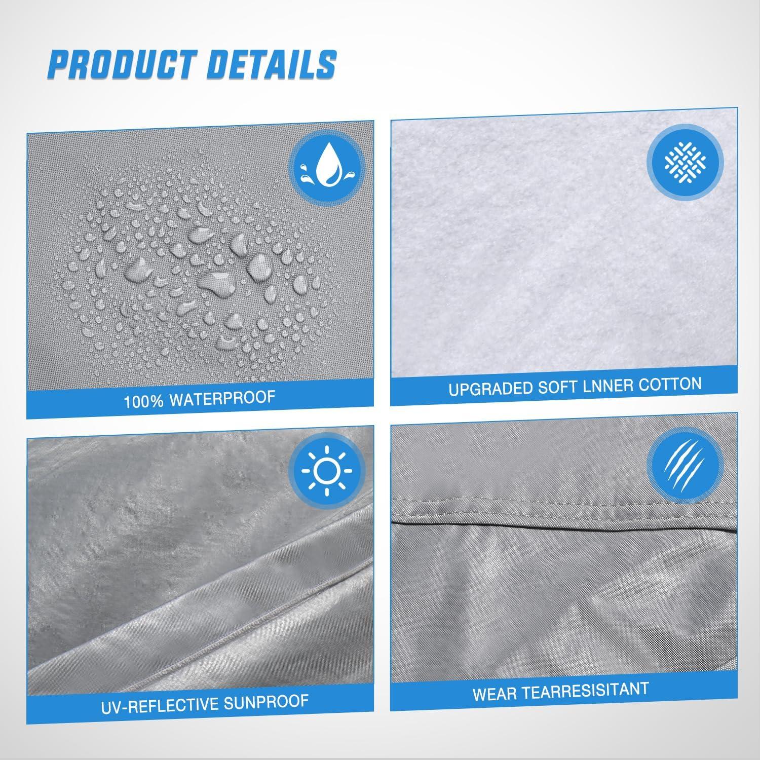 imageNilight Car Cover Waterproof All Weather for Automobiles Heavy Duty Outdoor Full Cover Rain Sun UV Protection with Zipper Cotton Extra Thick Car CoversUniversal Fit for SedanLength 178quot to 185quotL Fit Length Up To 228  Max Cab Length 144