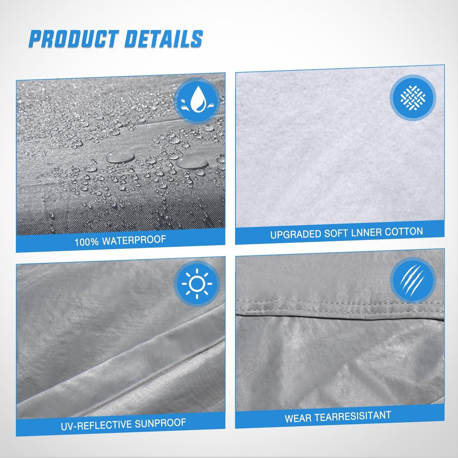 imageNilight Car Cover Waterproof All Weather for Automobiles Heavy Duty Outdoor Full Cover Rain Sun UV Protection with Zipper Cotton Extra Thick Car CoversUniversal Fit for SedanLength 178quot to 185quotA3 Fit SedanLength 194 To 208