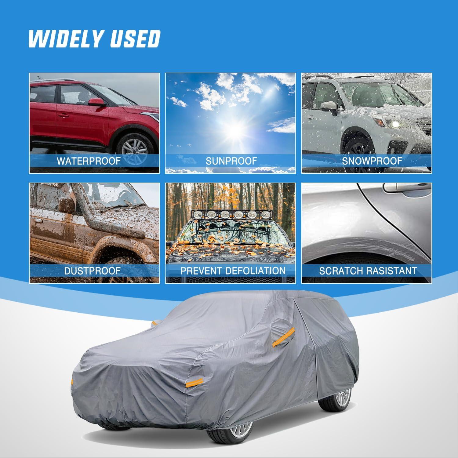 imageNilight Car Cover Waterproof All Weather for Automobiles Heavy Duty Outdoor Full Cover Rain Sun UV Protection with Zipper Cotton Extra Thick Car CoversUniversal Fit for SedanLength 178quot to 185quotA6 Fit Suv JeepLength 191 To 200