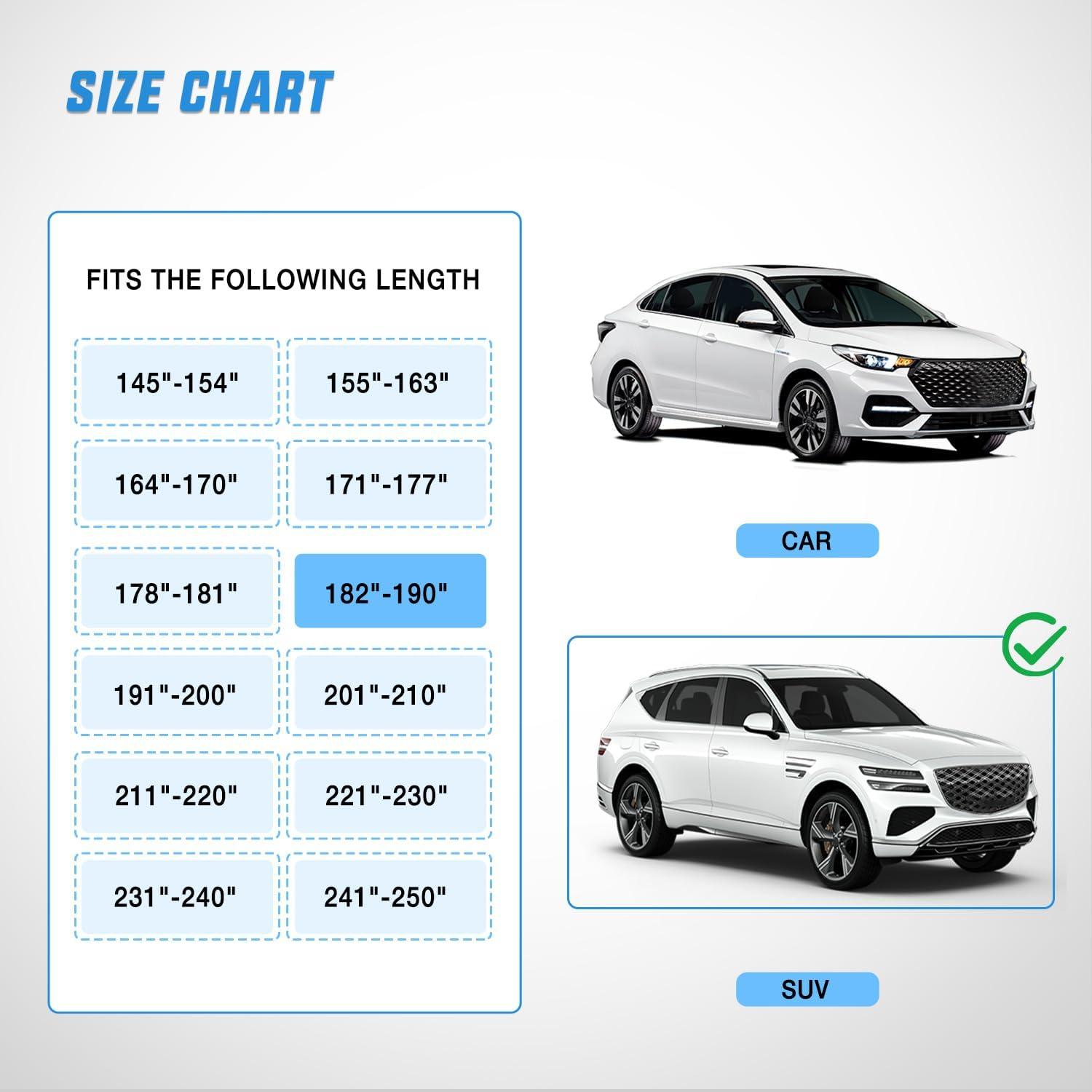 imageNilight Car Cover Waterproof All Weather for Automobiles Heavy Duty Outdoor Full Cover Rain Sun UV Protection with Zipper Cotton Extra Thick Car CoversUniversal Fit for SedanLength 178quot to 185quotA5 Fit Suv JeepLength 182 To 190