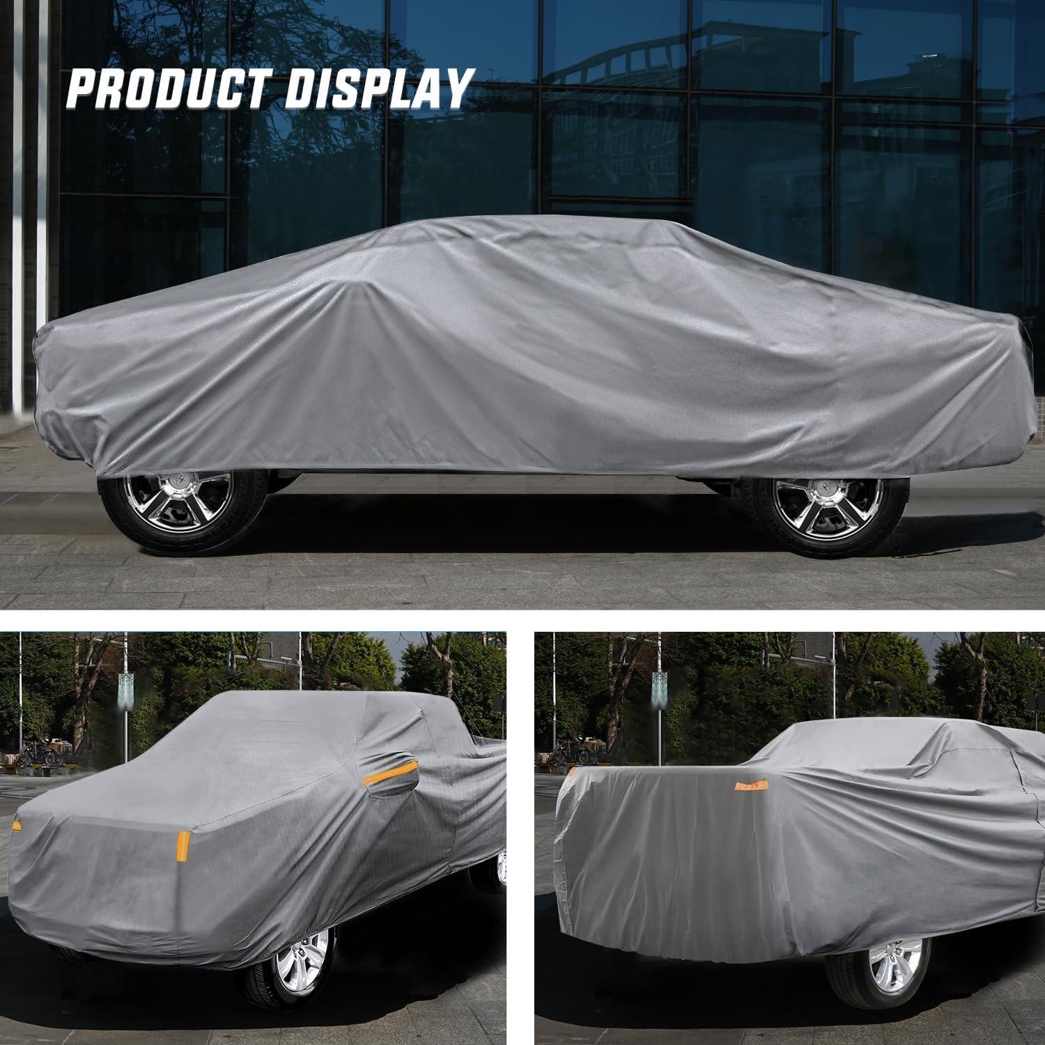 imageNilight Car Cover Waterproof All Weather for Automobiles Heavy Duty Outdoor Full Cover Rain Sun UV Protection with Zipper Cotton Extra Thick Car CoversUniversal Fit for SedanLength 178quot to 185quotL Fit Length Up To 228  Max Cab Length 144