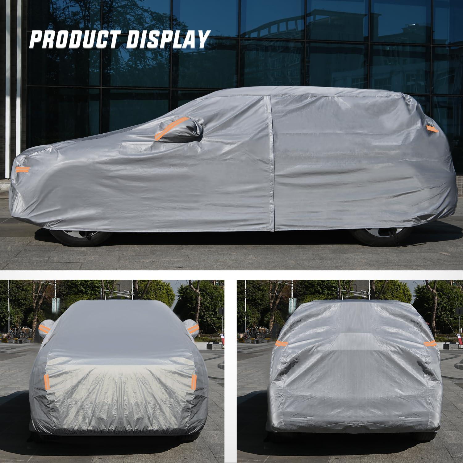 imageNilight Car Cover Waterproof All Weather for Automobiles Heavy Duty Outdoor Full Cover Rain Sun UV Protection with Zipper Cotton Extra Thick Car CoversUniversal Fit for SedanLength 178quot to 185quotA4 Fit Suv JeepLength Up To 181