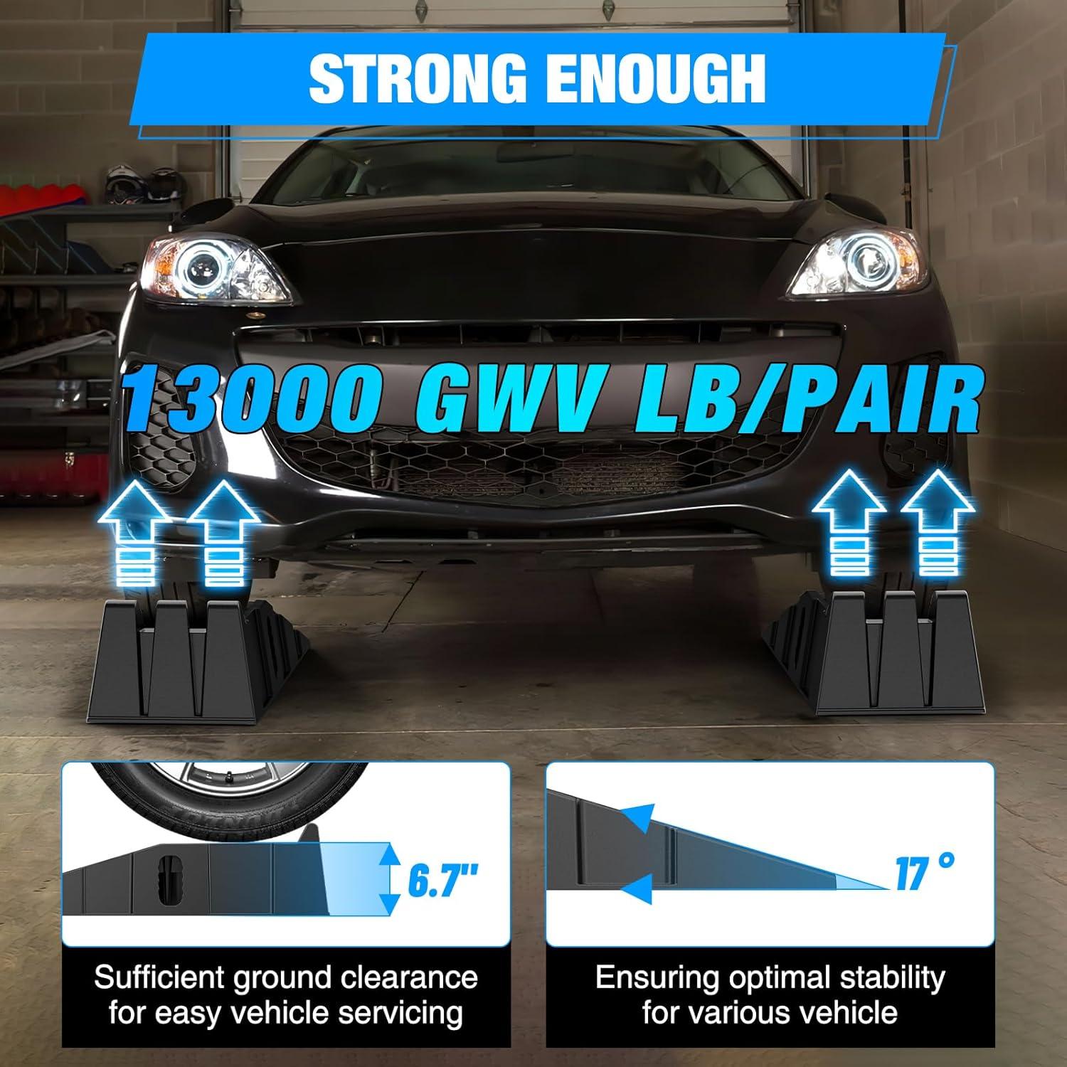 imageNilight Car Ramps Portable 67quot Car Lift Ramp Heavy Duty Vehicle Service Ramp for Home Garage Maintenance 13000lb GVW Capacity Per PairCar Ramp