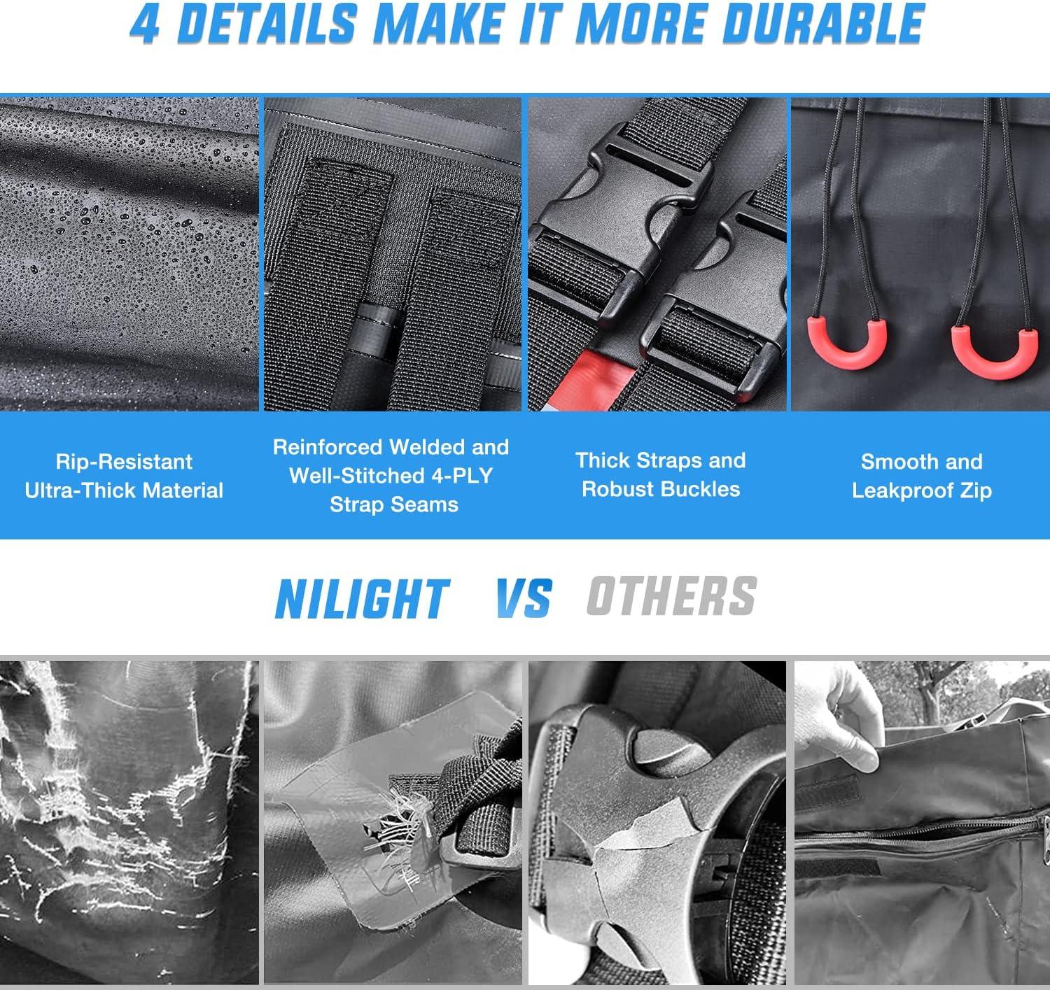 imageNilight Car Roof Bag 15 Cubic Feet Waterproof Rooftop Cargo CarrierSuitable for All Vehicle withWithout Rack  Waterproof ZipReflective StripAntiTear 840D PVC with AntiSlip Mat21 Cubic Feet