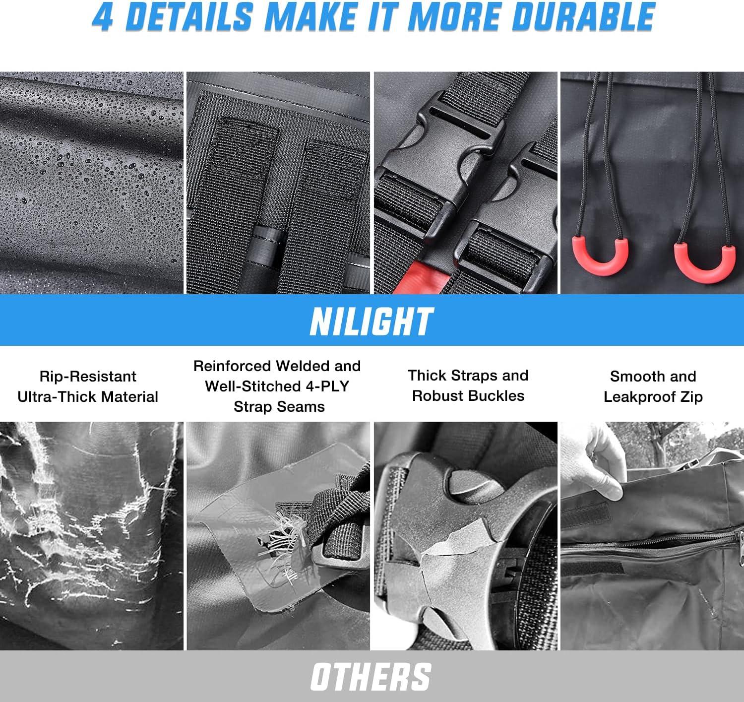 imageNilight Car Roof Bag 15 Cubic Feet Waterproof Rooftop Cargo CarrierSuitable for All Vehicle withWithout Rack  Waterproof ZipReflective StripAntiTear 840D PVC with AntiSlip Mat15 Cubic Feet