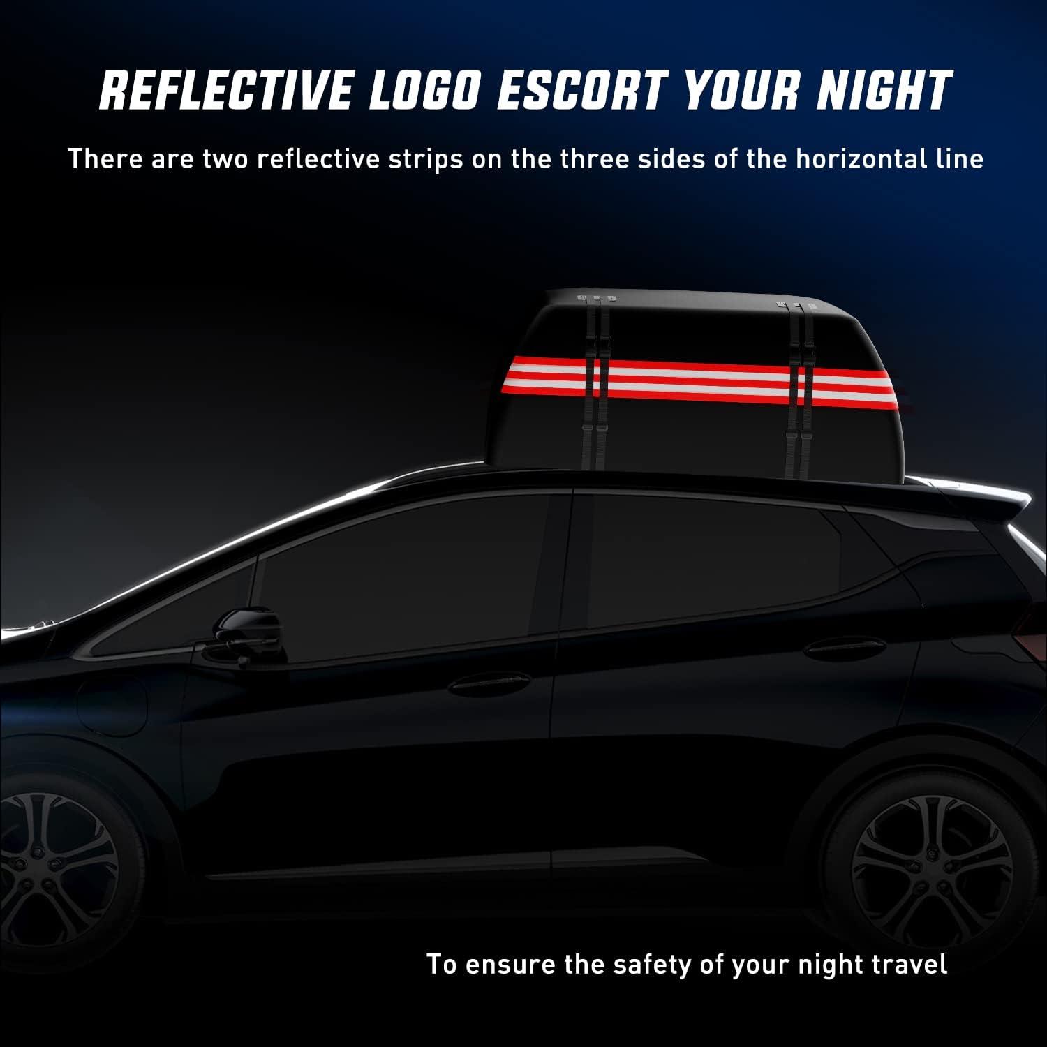 imageNilight Car Roof Bag 15 Cubic Feet Waterproof Rooftop Cargo CarrierSuitable for All Vehicle withWithout Rack  Waterproof ZipReflective StripAntiTear 840D PVC with AntiSlip Mat21 Cubic Feet