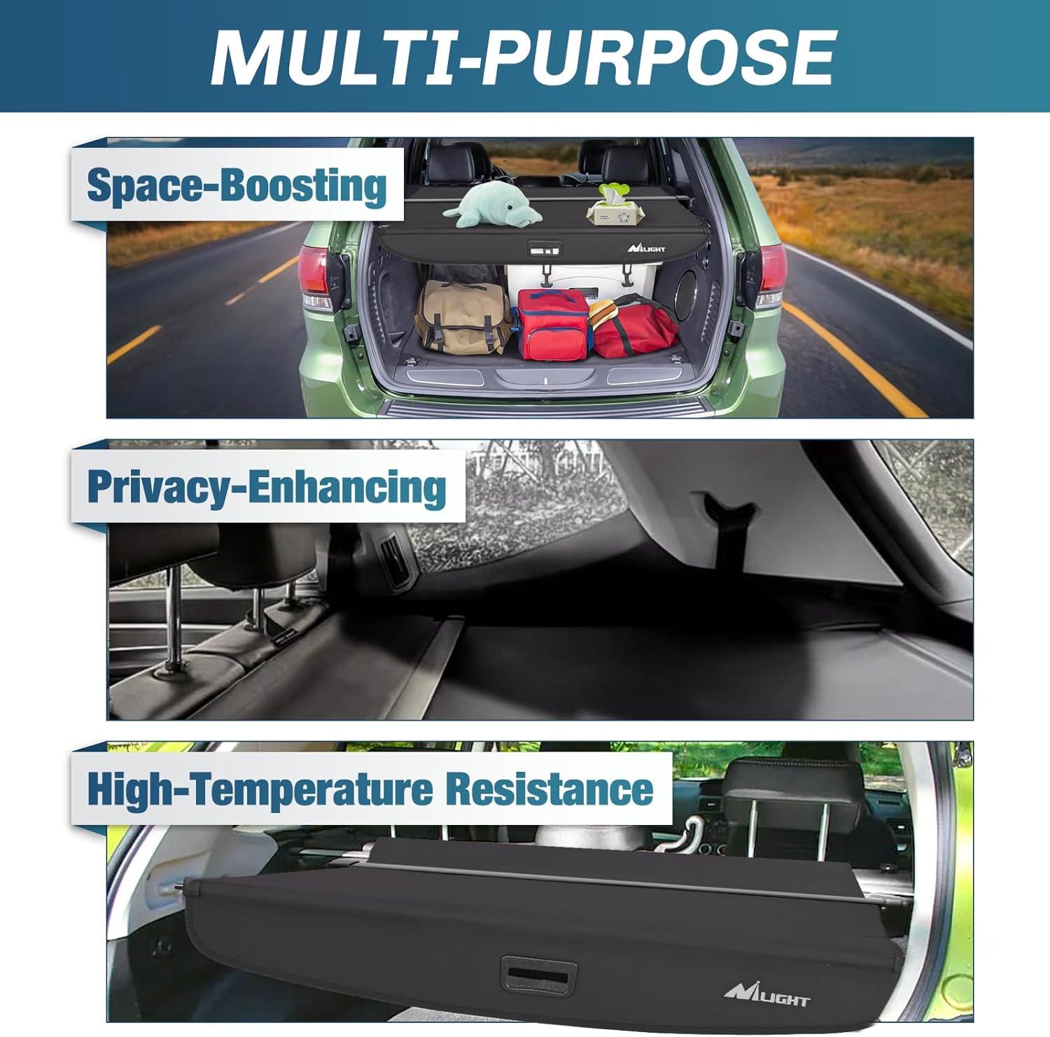 imageNilight Cargo Cover Fit for Ford Edge 2015 2016 2017 2018 2019 2020 2021 2022 2023 Retractable Privacy Security Shield Shade Rear Trunk Cover with Trunk Storage Net