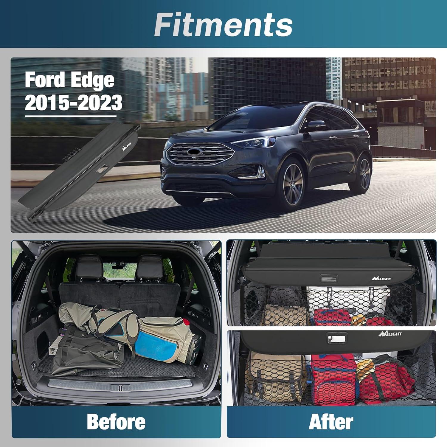 imageNilight Cargo Cover Fit for Ford Edge 2015 2016 2017 2018 2019 2020 2021 2022 2023 Retractable Privacy Security Shield Shade Rear Trunk Cover with Trunk Storage Net