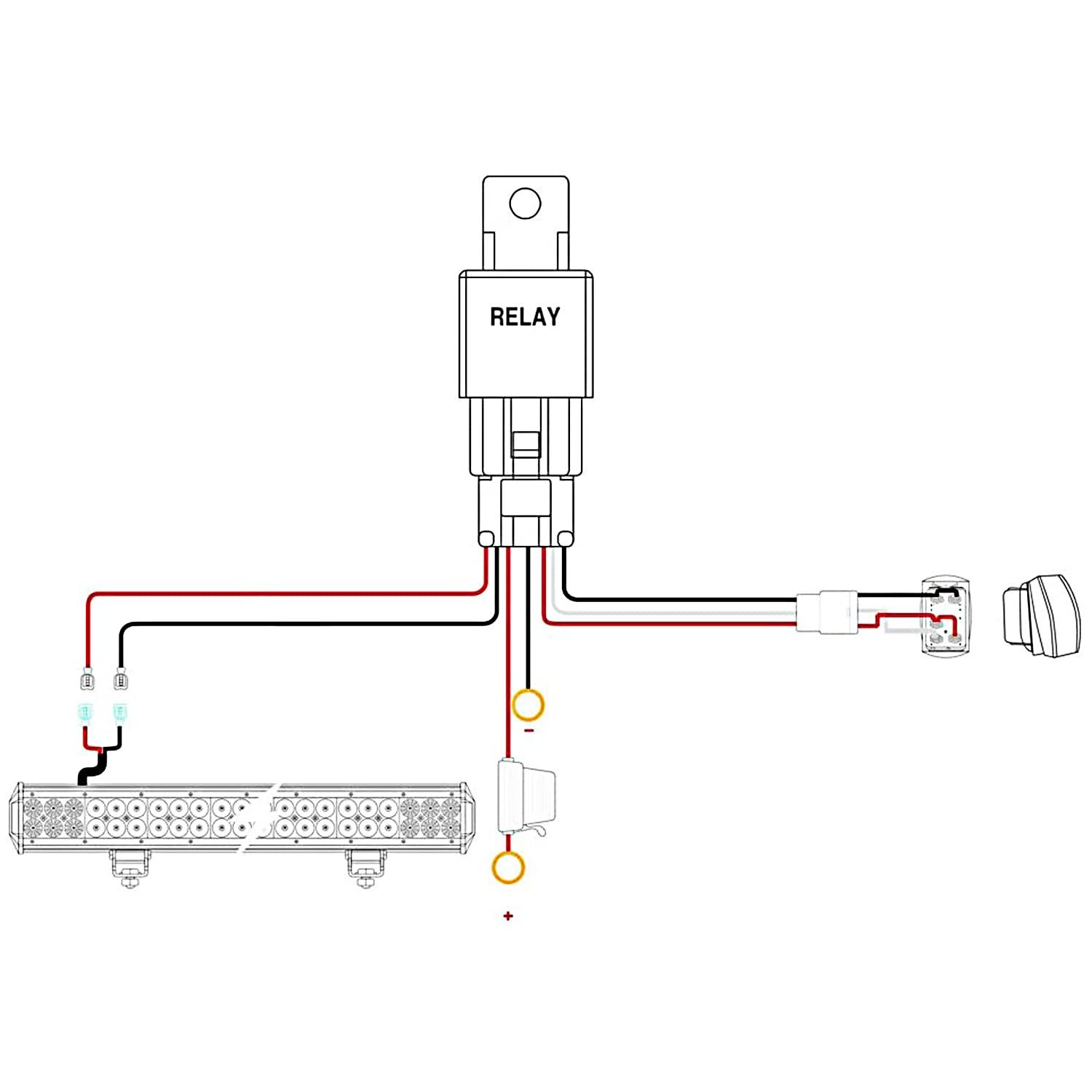 imageNilight Copper LED Light Bar Wiring Harness Kit  1 Lead 12AWG Heavy Duty 12V On Off Switch Power Relay Blade Fuse for Off Road LED Work Light2 Years Warranty12AWG1 Lead