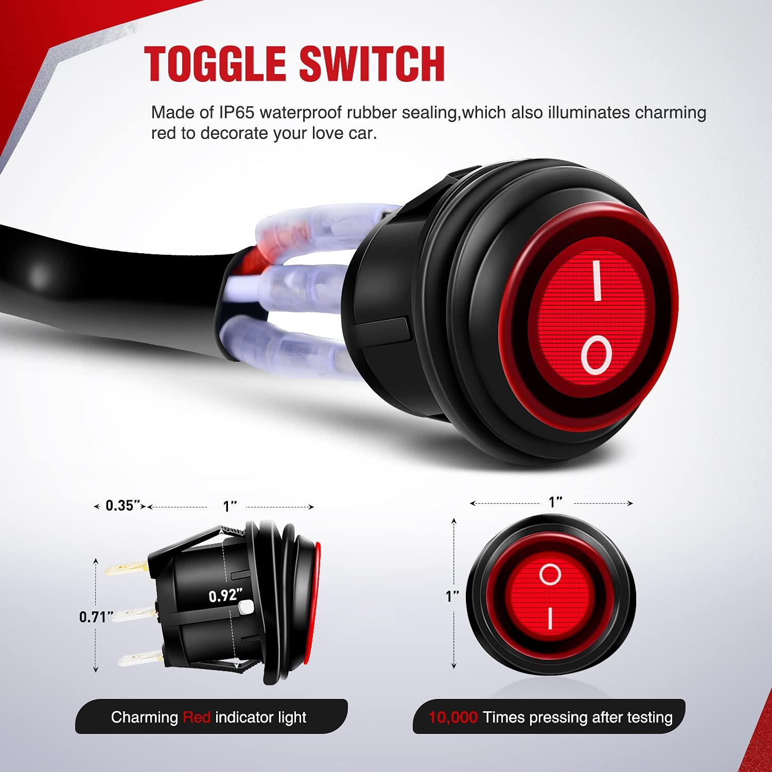 imageNilight Copper LED Light Bar Wiring Harness Kit  1 Lead 12AWG Heavy Duty 12V On Off Switch Power Relay Blade Fuse for Off Road LED Work Light2 Years Warranty14AWG1 Lead