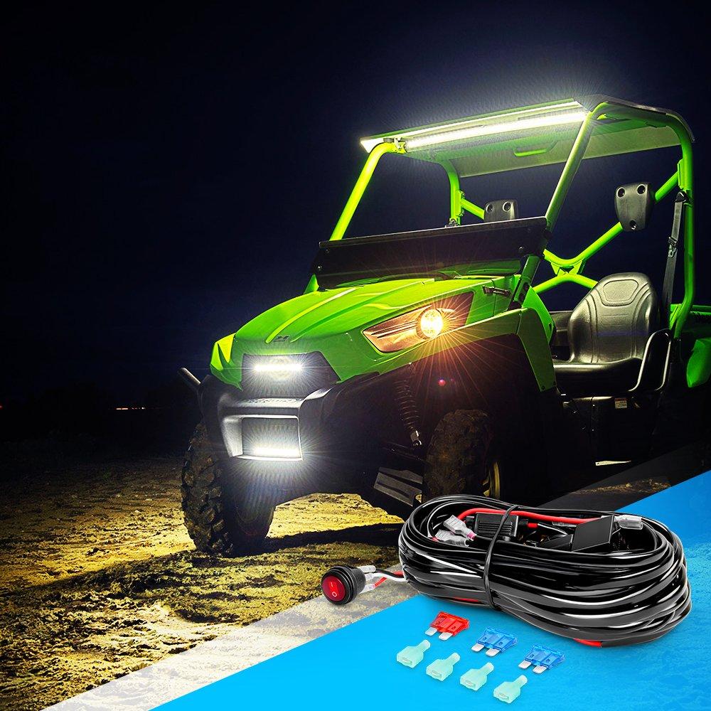 imageNilight Copper LED Light Bar Wiring Harness Kit  1 Lead 12AWG Heavy Duty 12V On Off Switch Power Relay Blade Fuse for Off Road LED Work Light2 Years Warranty16AWG2 Lead