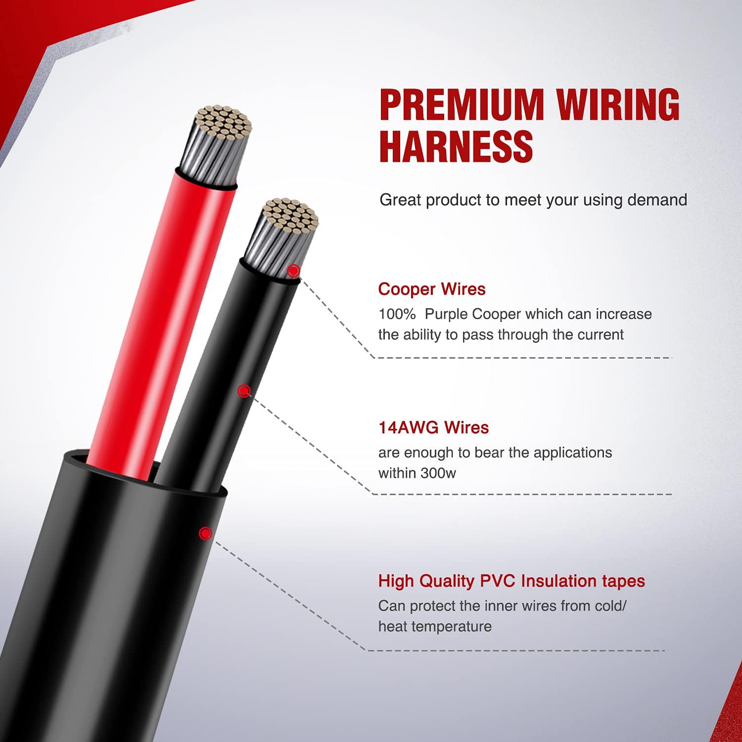 imageNilight Copper LED Light Bar Wiring Harness Kit  1 Lead 12AWG Heavy Duty 12V On Off Switch Power Relay Blade Fuse for Off Road LED Work Light2 Years Warranty14AWG1 Lead