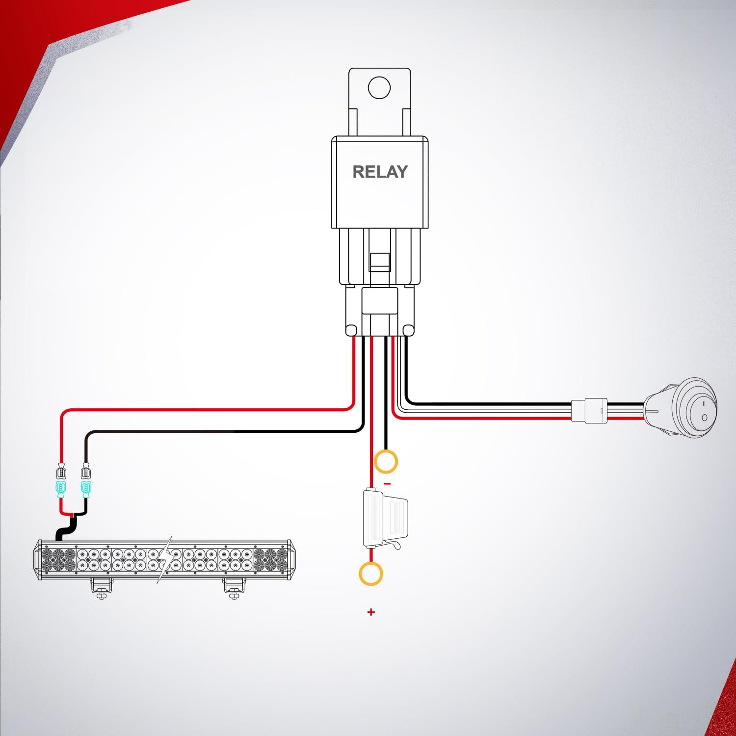 imageNilight Copper LED Light Bar Wiring Harness Kit  1 Lead 12AWG Heavy Duty 12V On Off Switch Power Relay Blade Fuse for Off Road LED Work Light2 Years Warranty14AWG1 LeadNylon Wire Loom