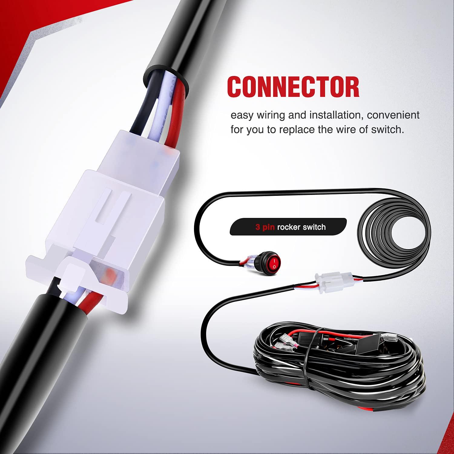 imageNilight Copper LED Light Bar Wiring Harness Kit  1 Lead 12AWG Heavy Duty 12V On Off Switch Power Relay Blade Fuse for Off Road LED Work Light2 Years Warranty14AWG2 Lead