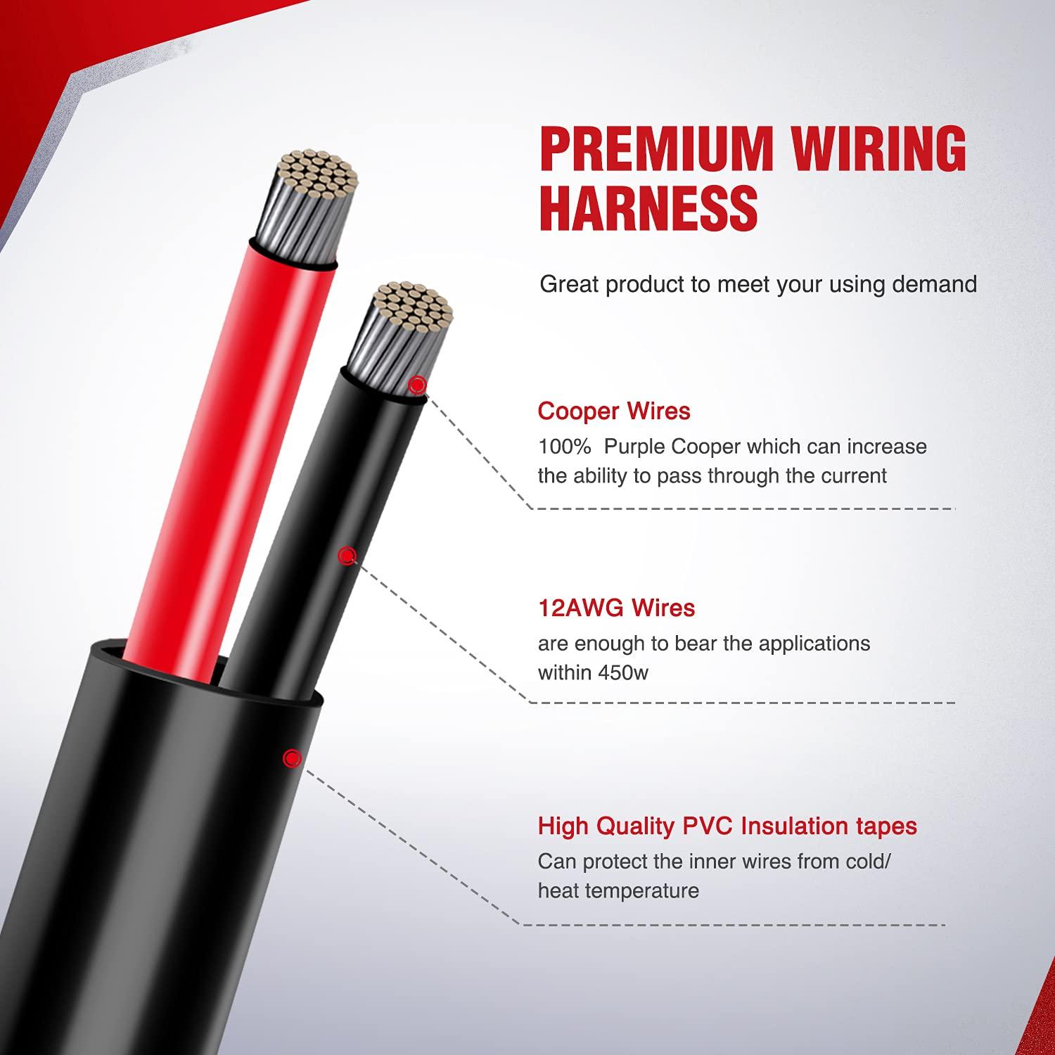 imageNilight Copper LED Light Bar Wiring Harness Kit  1 Lead 12AWG Heavy Duty 12V On Off Switch Power Relay Blade Fuse for Off Road LED Work Light2 Years Warranty12AWG1 Lead