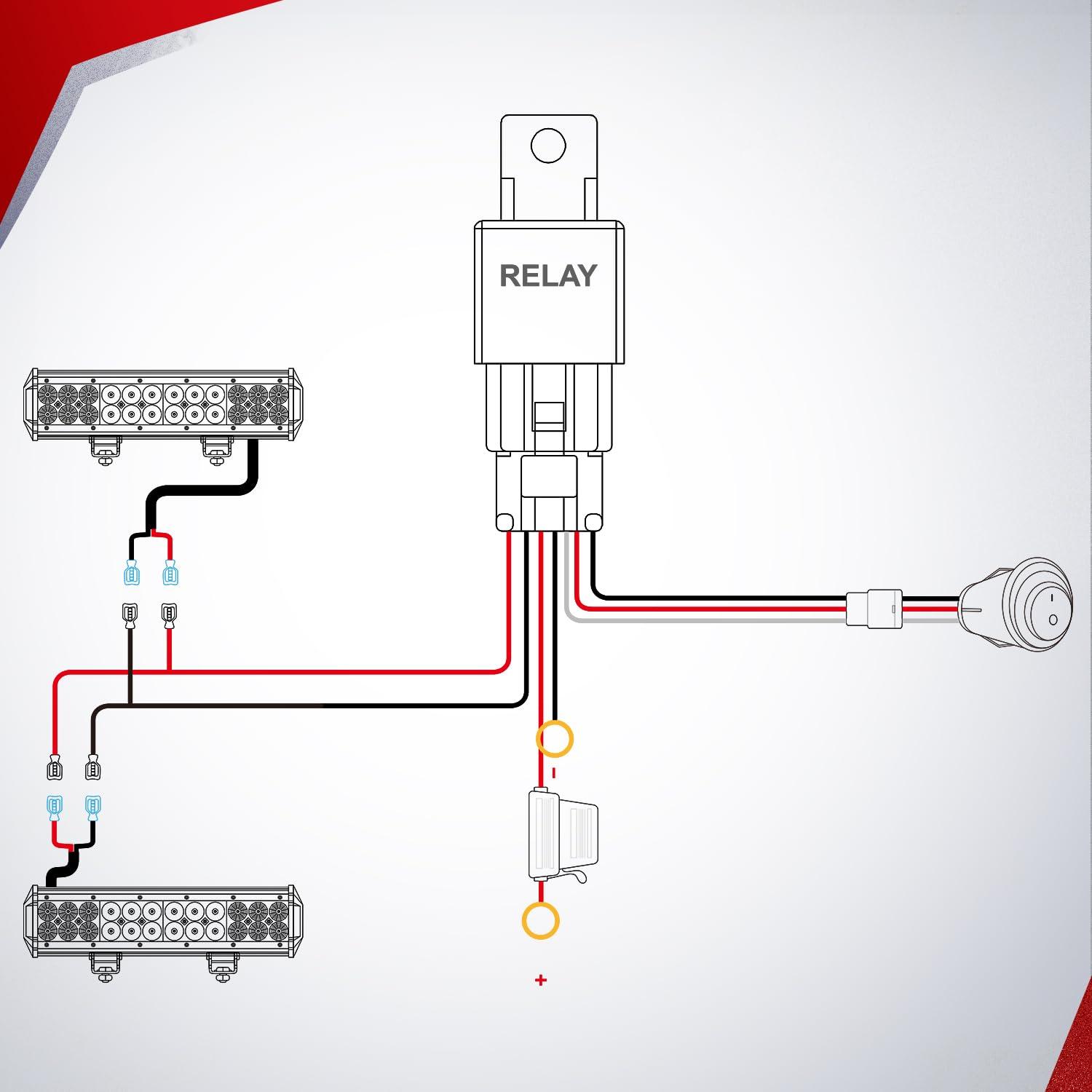 imageNilight Copper LED Light Bar Wiring Harness Kit  1 Lead 12AWG Heavy Duty 12V On Off Switch Power Relay Blade Fuse for Off Road LED Work Light2 Years Warranty16AWG2 LeadNylon Wire Loom