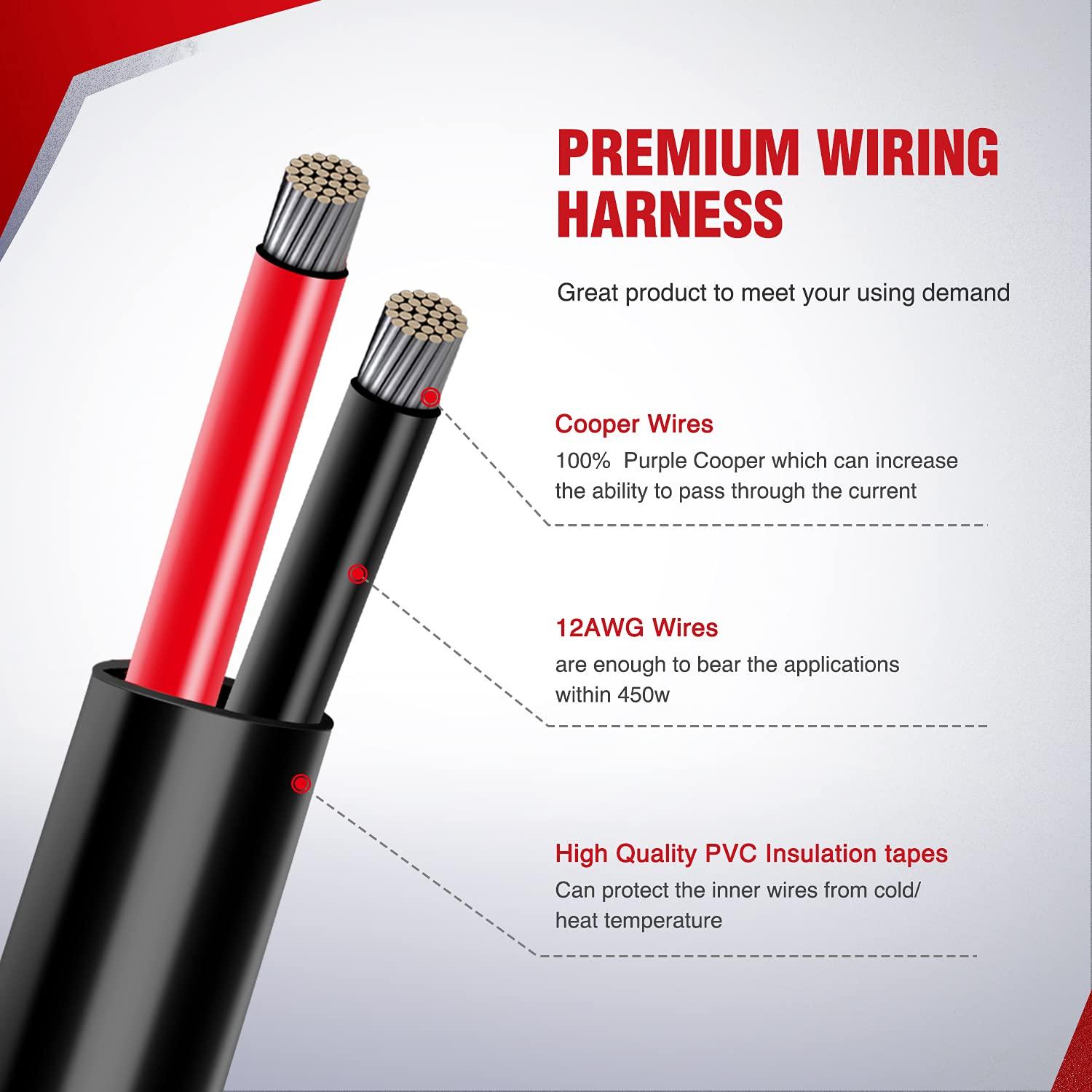 imageNilight Copper LED Light Bar Wiring Harness Kit  1 Lead 12AWG Heavy Duty 12V On Off Switch Power Relay Blade Fuse for Off Road LED Work Light2 Years Warranty12AWG2 Lead