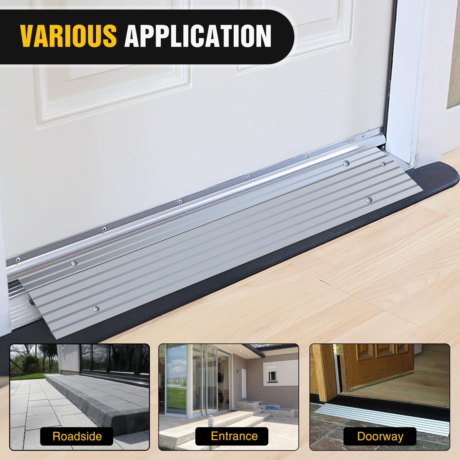 imageNilight Door Threshold Ramp 2quot Rise Portable Aluminum Wheelchair Door Entry Ramps for Doorways Stairs Home Steps1 Rise