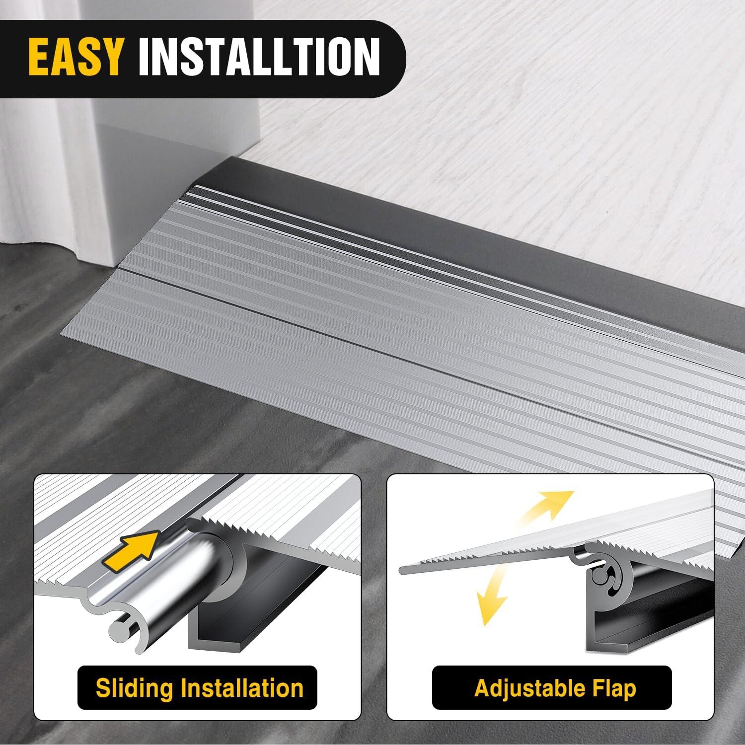 imageNilight Door Threshold Ramp 2quot Rise Portable Aluminum Wheelchair Door Entry Ramps for Doorways Stairs Home Steps2 Rise