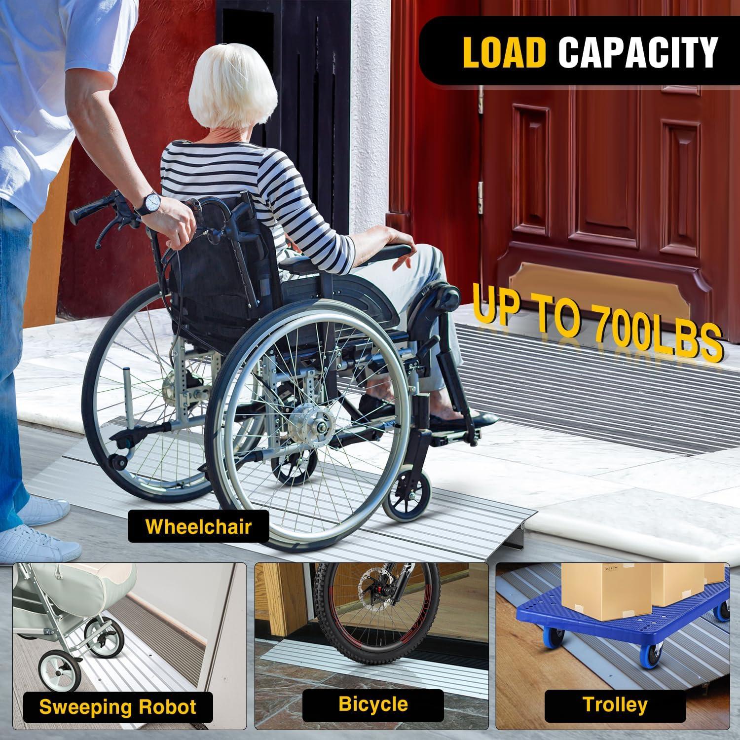 imageNilight Door Threshold Ramp 2quot Rise Portable Aluminum Wheelchair Door Entry Ramps for Doorways Stairs Home Steps2 Rise