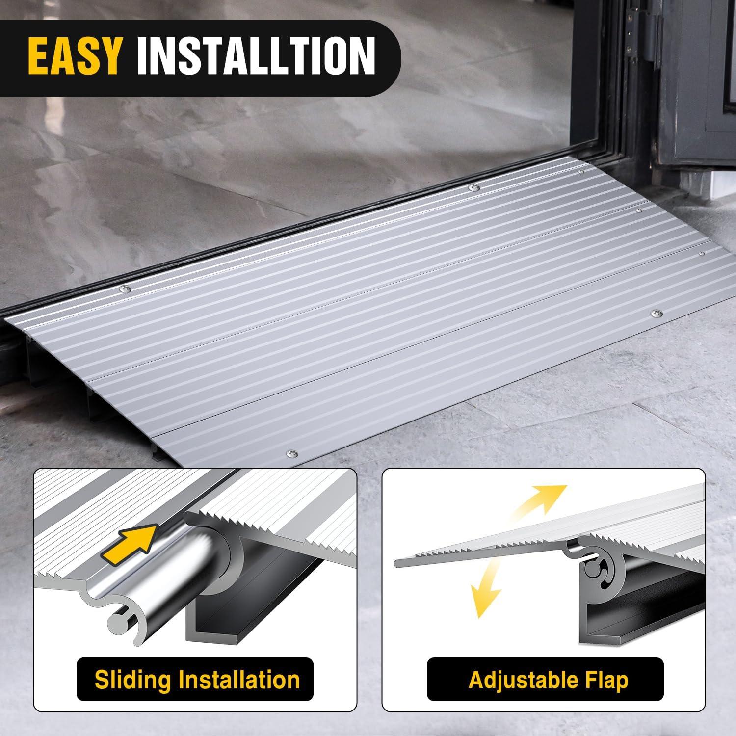 imageNilight Door Threshold Ramp 2quot Rise Portable Aluminum Wheelchair Door Entry Ramps for Doorways Stairs Home Steps3 Rise