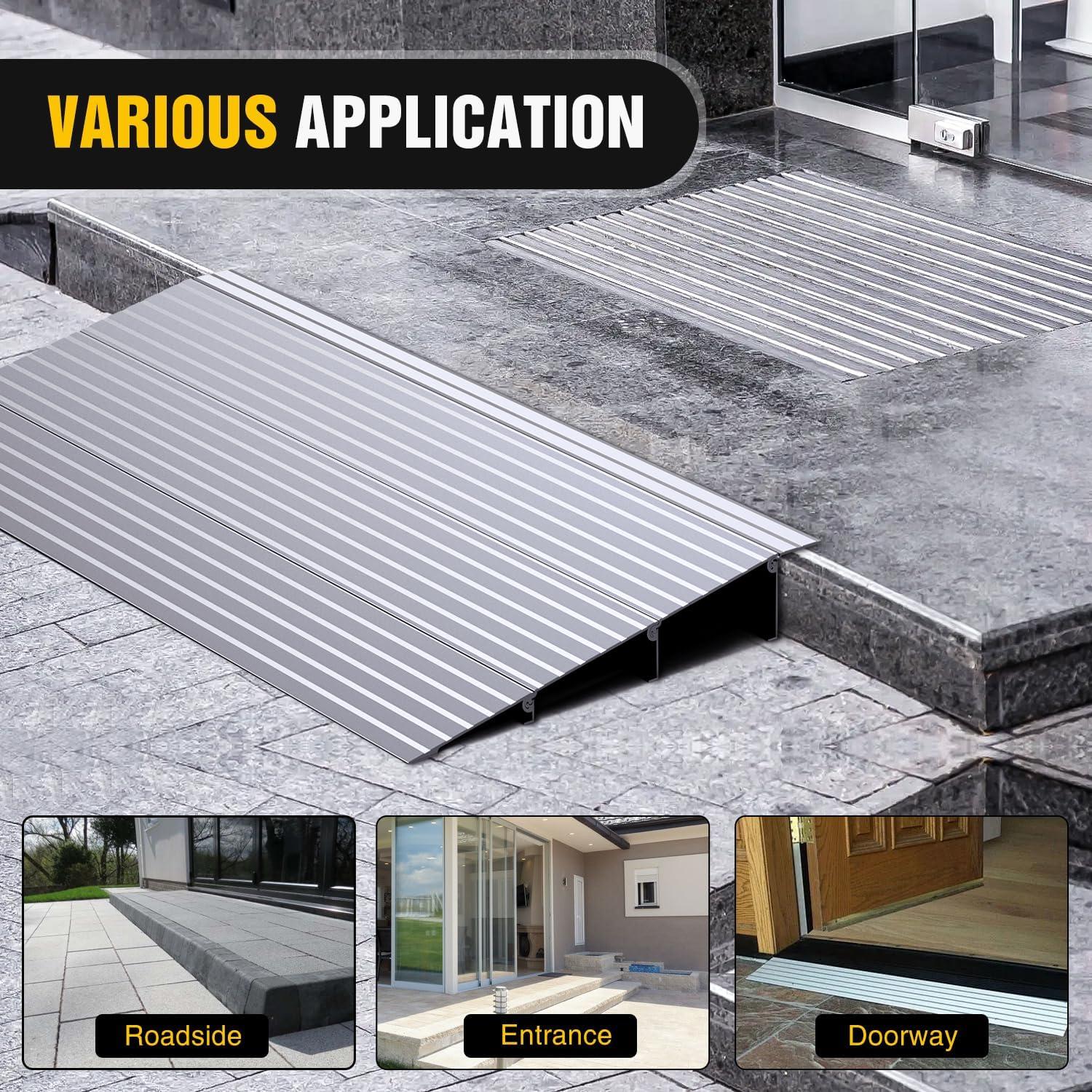 imageNilight Door Threshold Ramp 2quot Rise Portable Aluminum Wheelchair Door Entry Ramps for Doorways Stairs Home Steps3 Rise