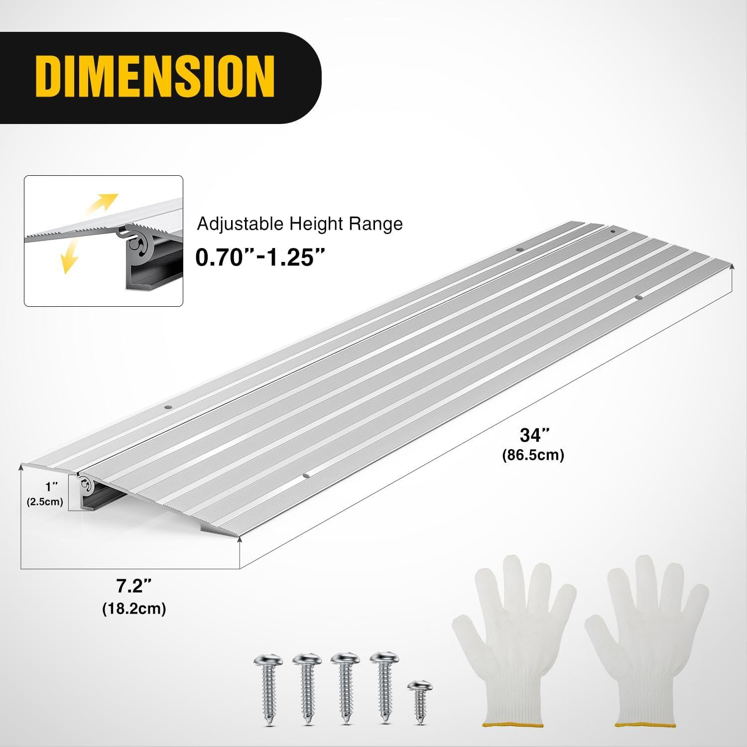imageNilight Door Threshold Ramp 2quot Rise Portable Aluminum Wheelchair Door Entry Ramps for Doorways Stairs Home Steps4 Rise