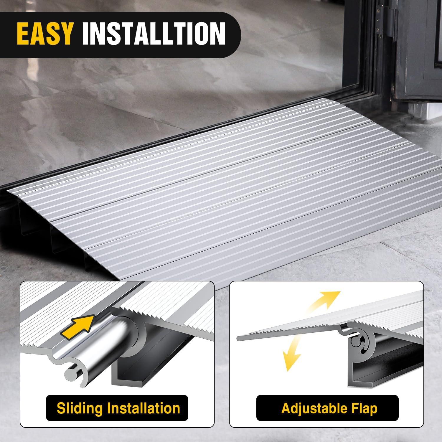 imageNilight Door Threshold Ramp 2quot Rise Portable Aluminum Wheelchair Door Entry Ramps for Doorways Stairs Home Steps4 Rise