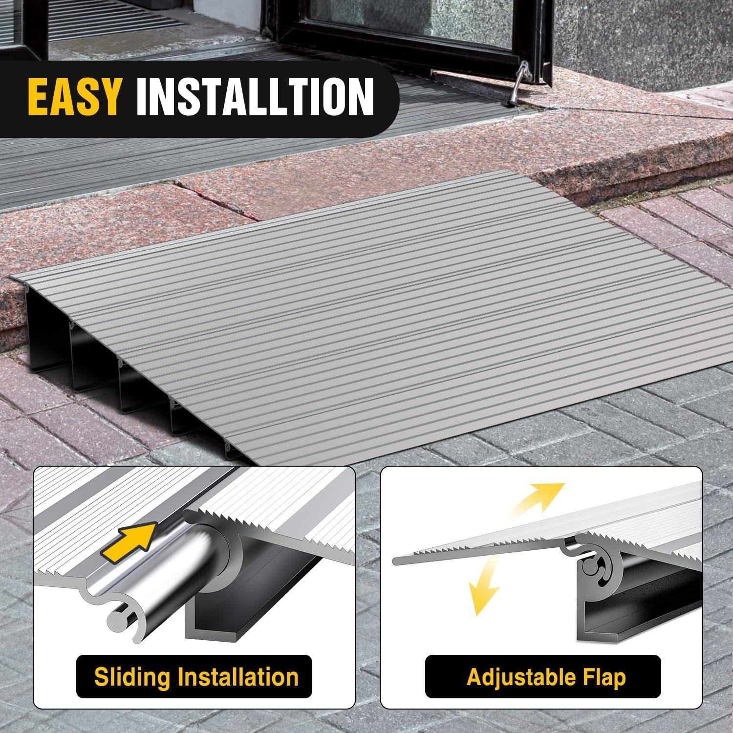 imageNilight Door Threshold Ramp 2quot Rise Portable Aluminum Wheelchair Door Entry Ramps for Doorways Stairs Home Steps5 Rise